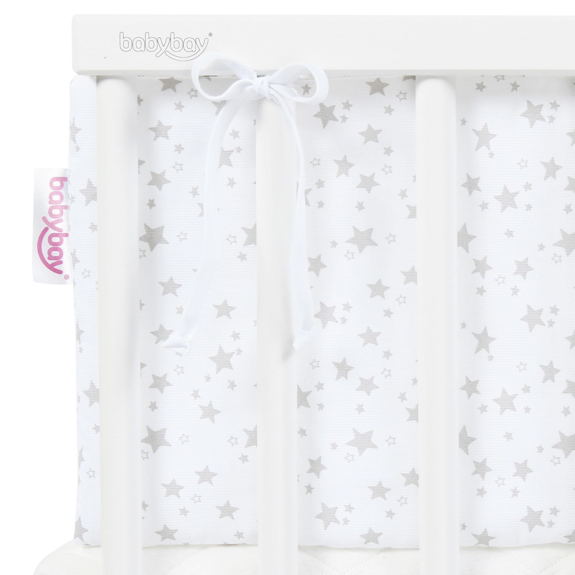 babybay Nestchen Piqué passend für Modell Boxspring XXL, weiß Sterne perlgrau