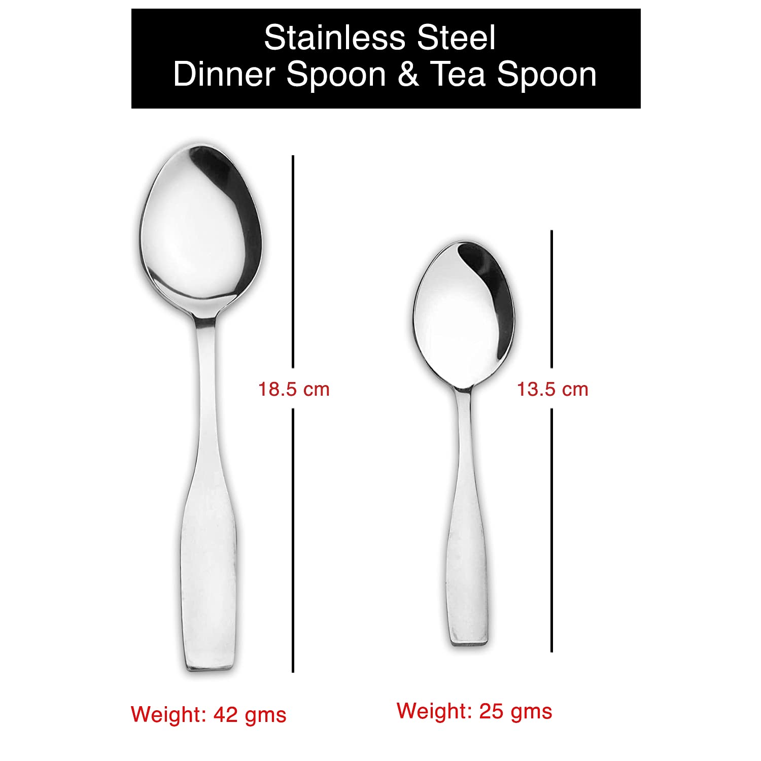 Steren Impex | Stainless Steel Tea Spoon & Table/Dinner Spoon - Lucas, 12 Pieces Each 2