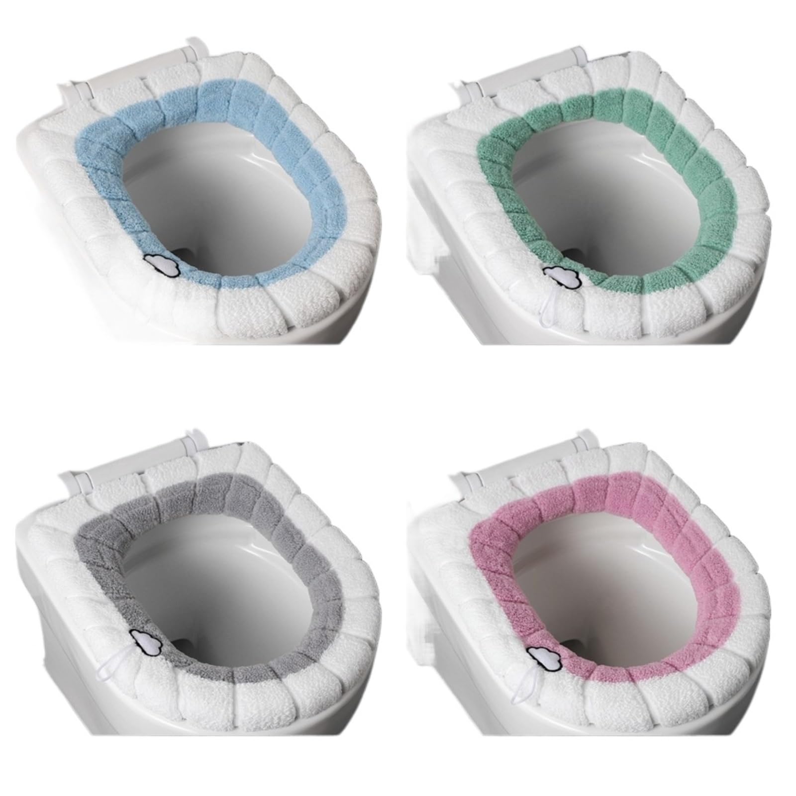 PADGCNOR Soft Toilet Seat Cushion Thickened Plush O-Type Warm Toilet Cushion Universal Winter Seat Cover(With handle 4pcs)