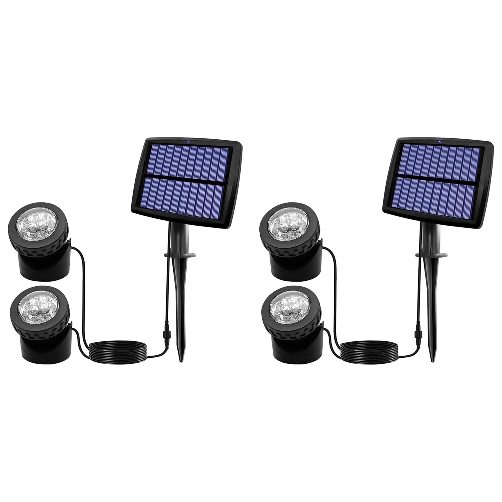 Hndhbfgrt 2X Solar Pond Spotlights, LED Solar Underwater Lights with Dual Head Waterproof Submarine Landscape Spotlight Lighting B