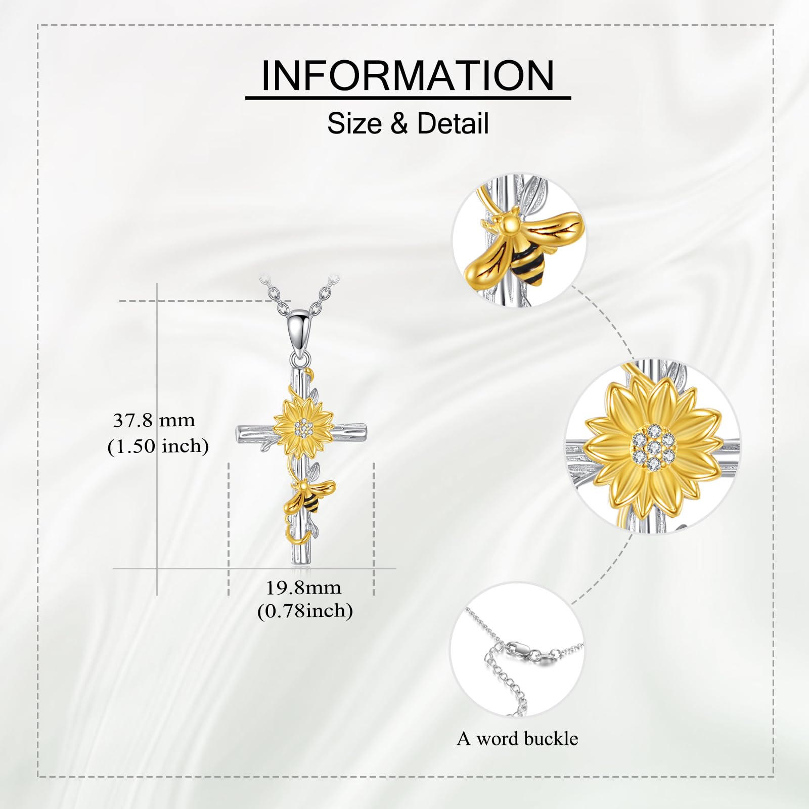 JERWLI Kreuz Halskette S925 Sterling Silber Kolibri/Schmetterling/Biene/Kardinal Anhänger Halskette Religiöser Schmuck Geschenk für Damen Frauen