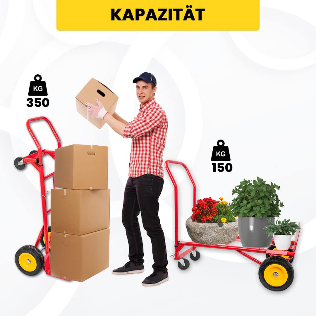 STREND PRO Sackkarre Klappbar 2 in 1 | 350 kg Trolley | Plattformwagen & Handwagen mit Rädern | Transportwagen Klappbar Ideal für Transporte und Einfache Lagerung | Handwagen | Sack Truck