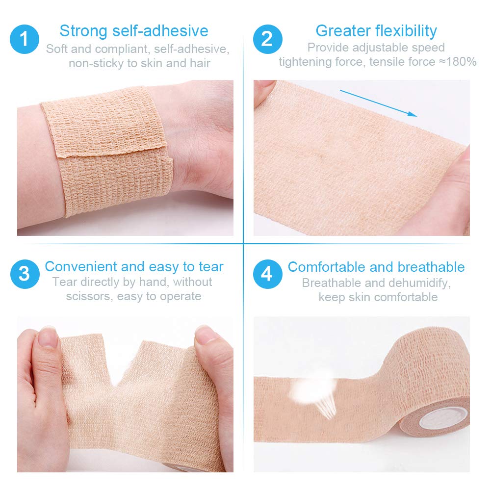 6 Rouleaux Bandage Autoadhésif Bande Cohesive 5cm X 450cm Cohésifs