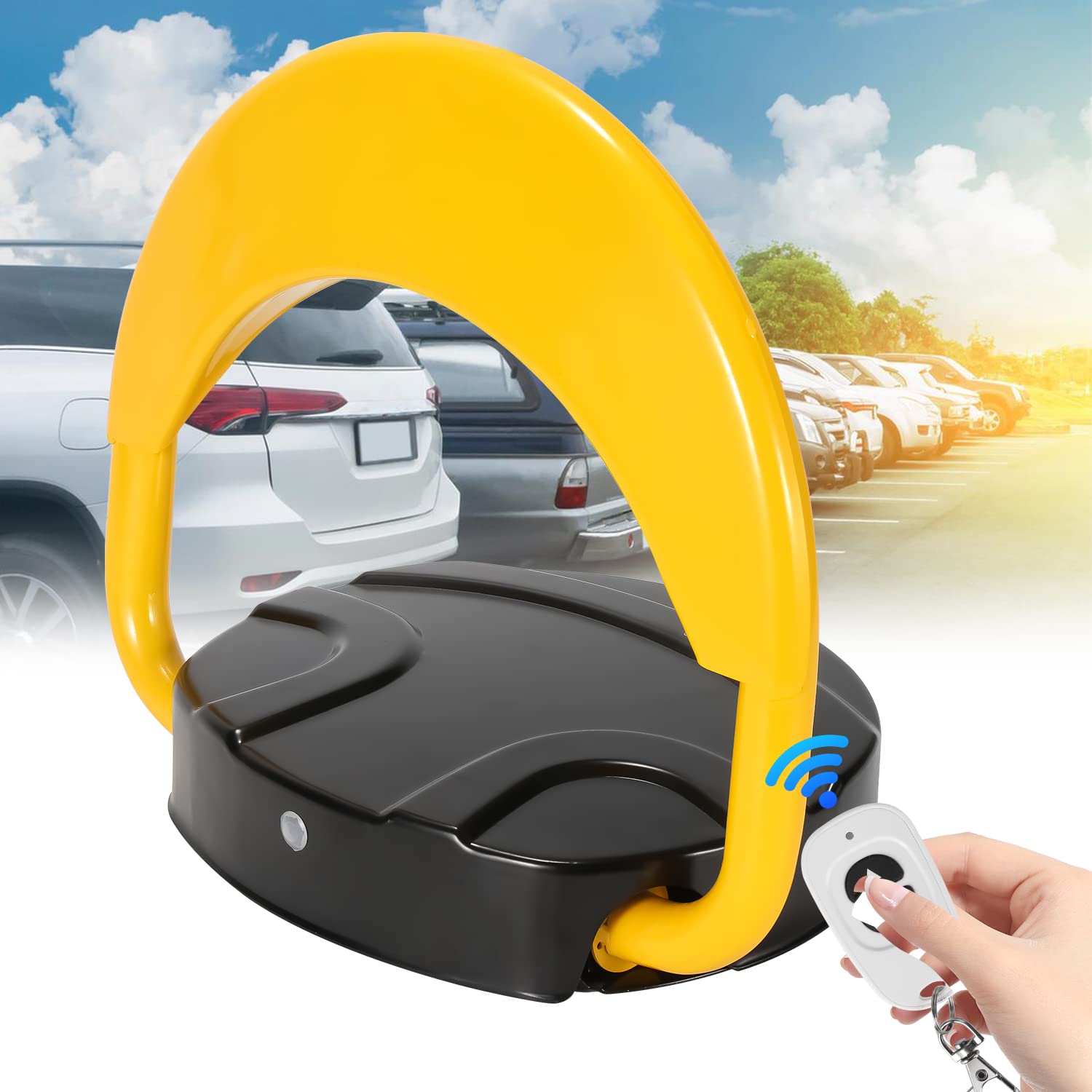 1*Parkplatzsperre mit 2 Fernbedienung Klappbare Parkschranke Mit 2 Schlüsseln geliefert Parkpfosten 180°Ferngesteuerter IReichweite der Fernbedienung 20m Parkplatzsperre P67 Private