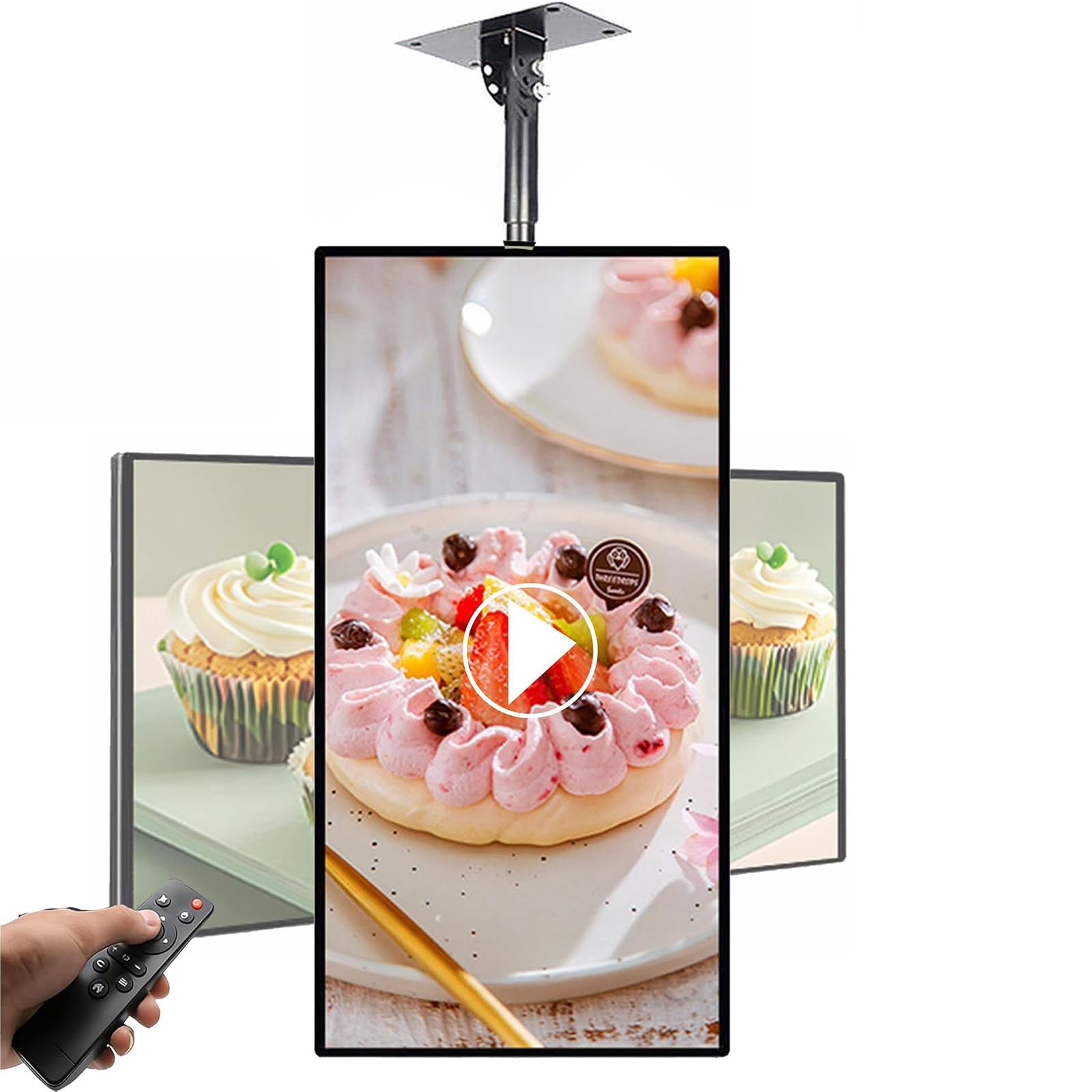 LQQYJSM Digital Signage LCD Monitor Advertising Screen 1920x 1080 IPS Full HD Screen Wall-Mounted Landscape/Portrait, Digital Signage,Advertising Media Player, Share Photo Video via App or USB 21.5in