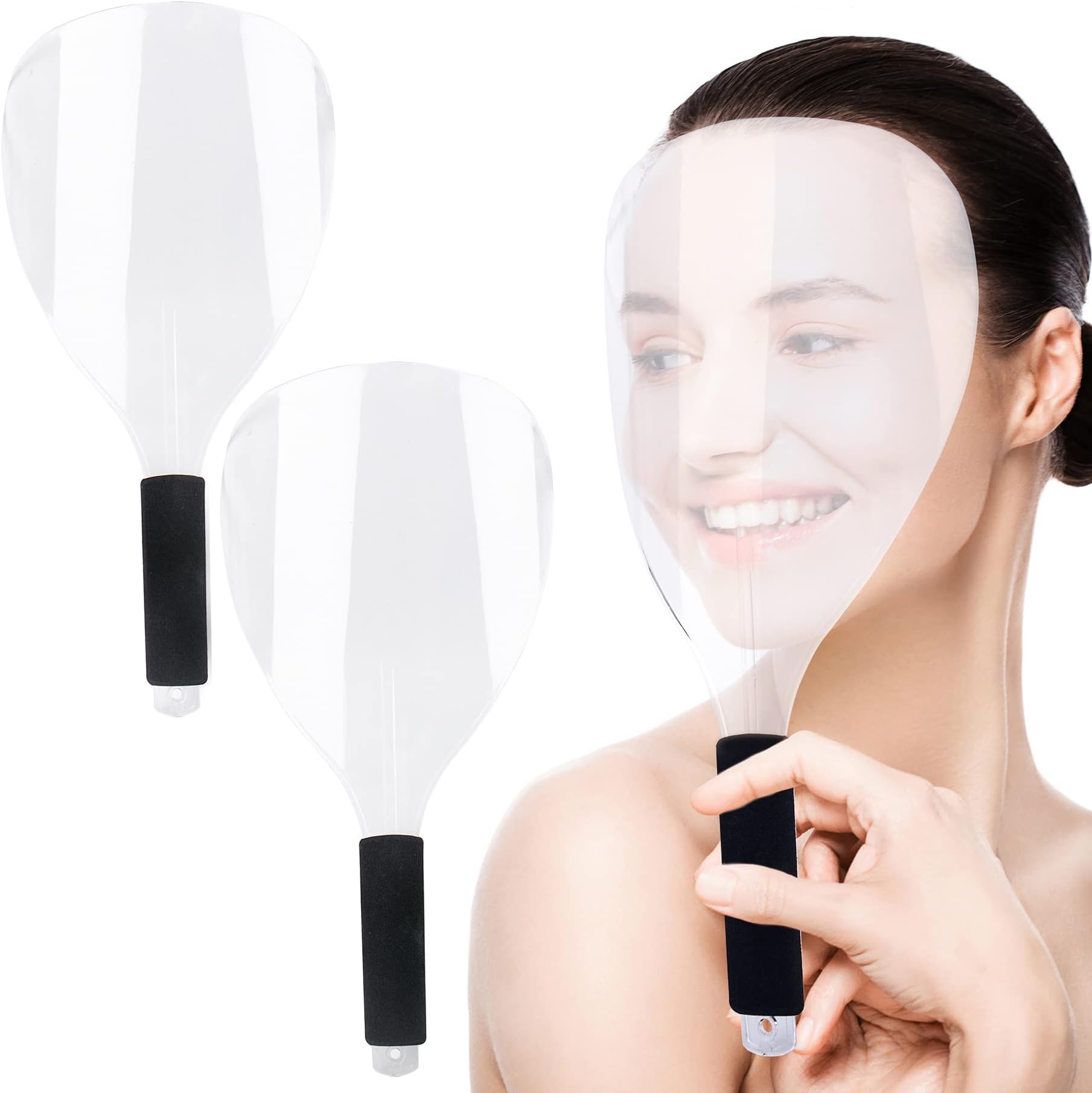 AUEAR 2 Pack Clear Barber Salon Face Shield with Sponge Handle