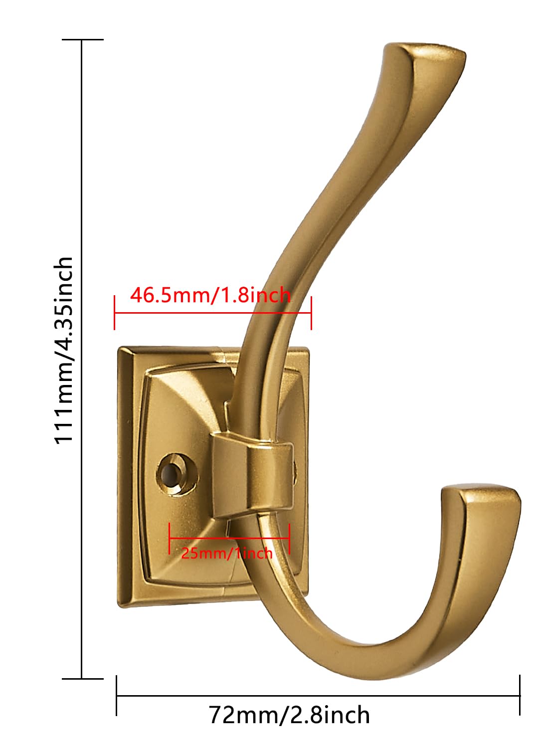 KHTUMEWARE-HOOK Brushed Gold Coat/Robe Hooks 5-Pack in Brushed Gold — KHTUMEWARE