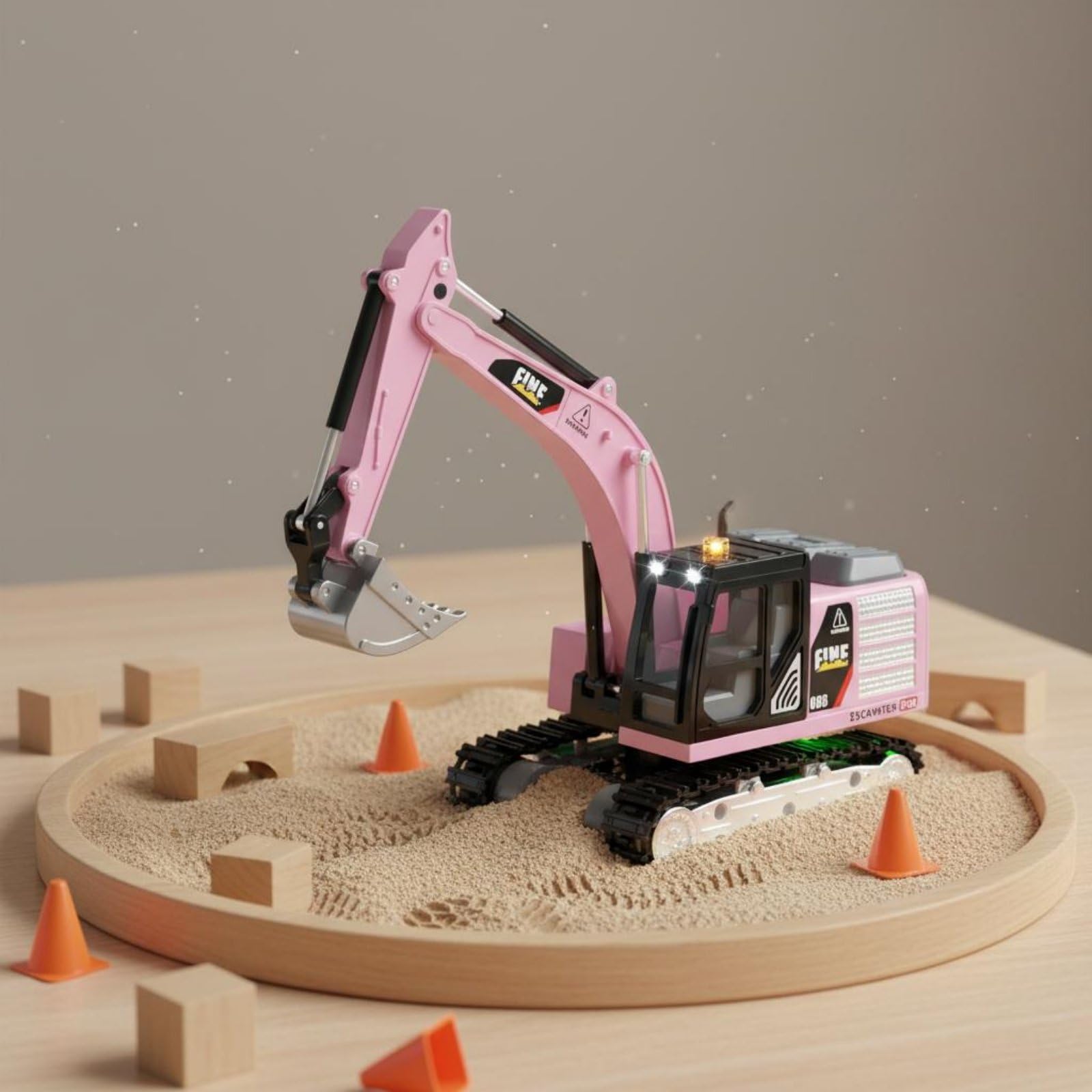 Mini Escavatore Veicolo da Costruzione Telecomandato per Bambini con Braccio Mobile Rotazione Effetti Luci Automatico Adatto a Gioco Educativo Interno Esterno, Verde
