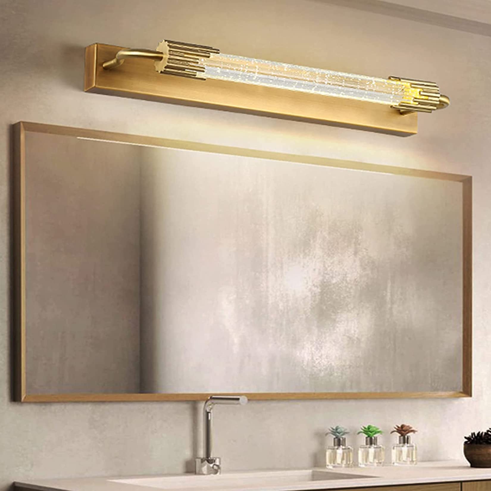 Lampe miroir salle de bain LED cuivre applique murale cristal 9w