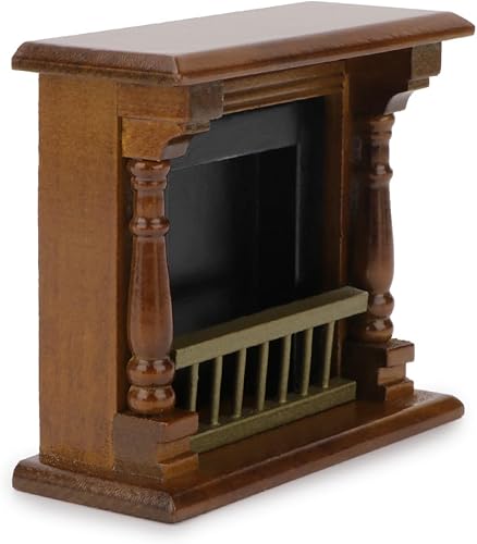 Miniatura 2 de Dollhou - Chimenea a escala 112, muebles de madera en miniatura, estilo europeo, chimenea con envolvente, mini casa, accesorios de decoración de