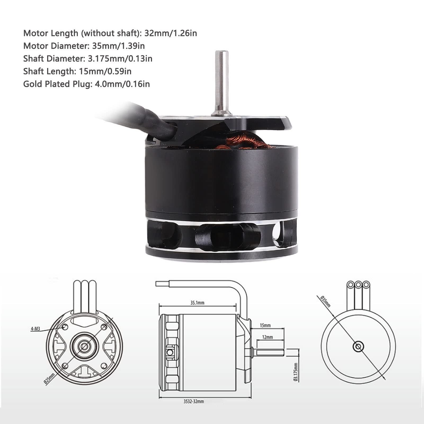 Cryfokt Silnik Bezszczotkowy Outrunner 2500 KV, Wirnik 10-biegunowy o Wysokim Momencie Obrotowym, Obudowa Aluminiowa CNC do Modelu Gąsienicowego RC 1/10, z odłączaną konstrukcją u
