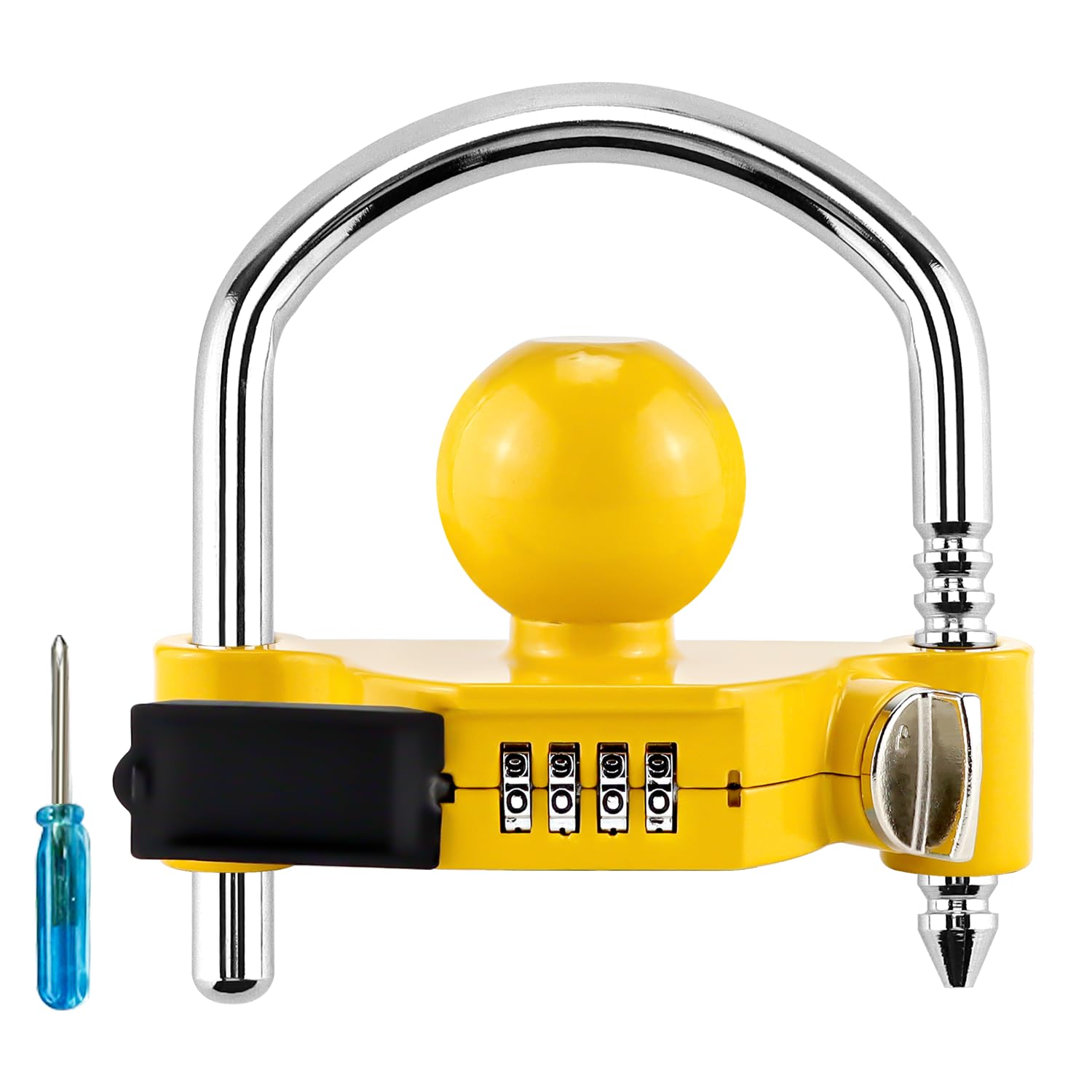 Photo 1 of Cenipar Trailer Hitch Lock Universal with Combination Lock, Heavy-Duty Steel Tow Ball Coupler, Fits 1-7/8”, 2”, 2-5/16” Couplers, for Trailer Truck RV SUV Boat Yellow