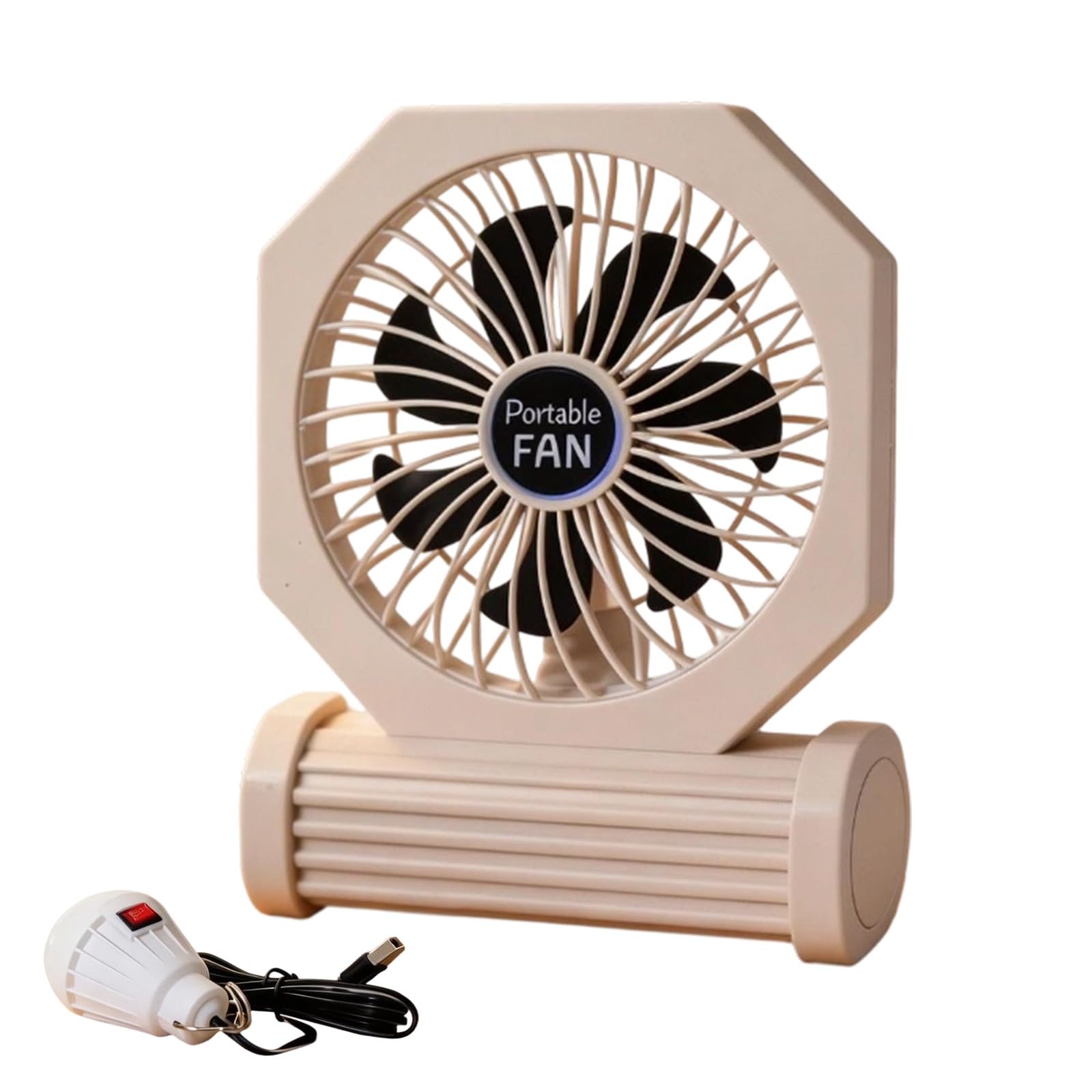 TAZIZI Multifunctional Outdoor Fan with LED Lighting Camping Fan Perfect for Camping Hiking and Emergencies Situations Handheld Desktop for