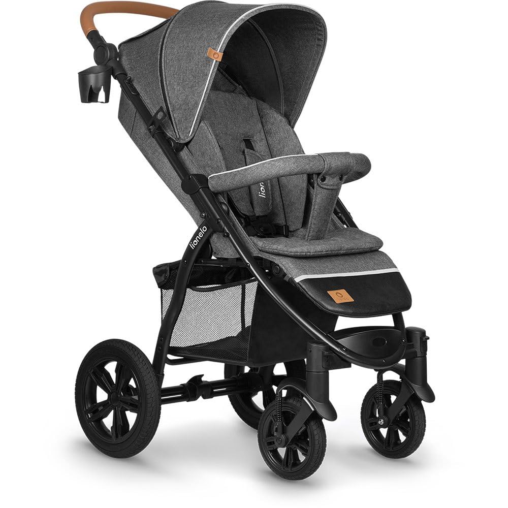 LIONELO Pushchair from Birth up to 22 kg Annet Tour Light & Foldable Stroller with Reclining backrest to a Lying Position, EVA Foam Wheels, Mosquito Net, Footblanket, Drink Holder, Basket, XXL Hood