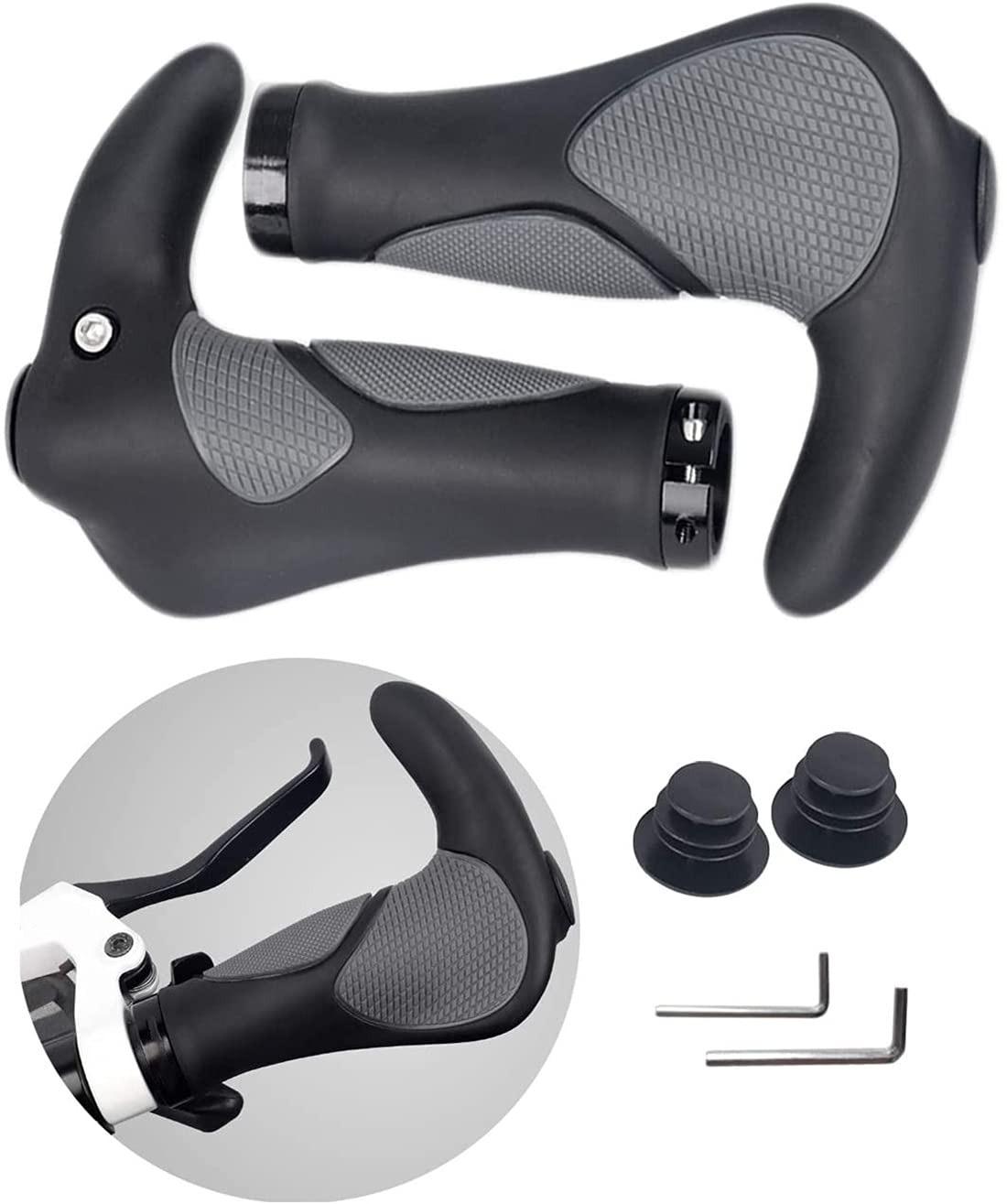 Sponsored Ad – DELFINO Bike Handlebar Grips Bicycle Ergonomic Handle Bar End Grips Comfort Handle Bar Lock On for Mountain Bike Cycling Rubber Bionic Gecko Palm Print Anti-Slip Grips with Horn 1 Pair