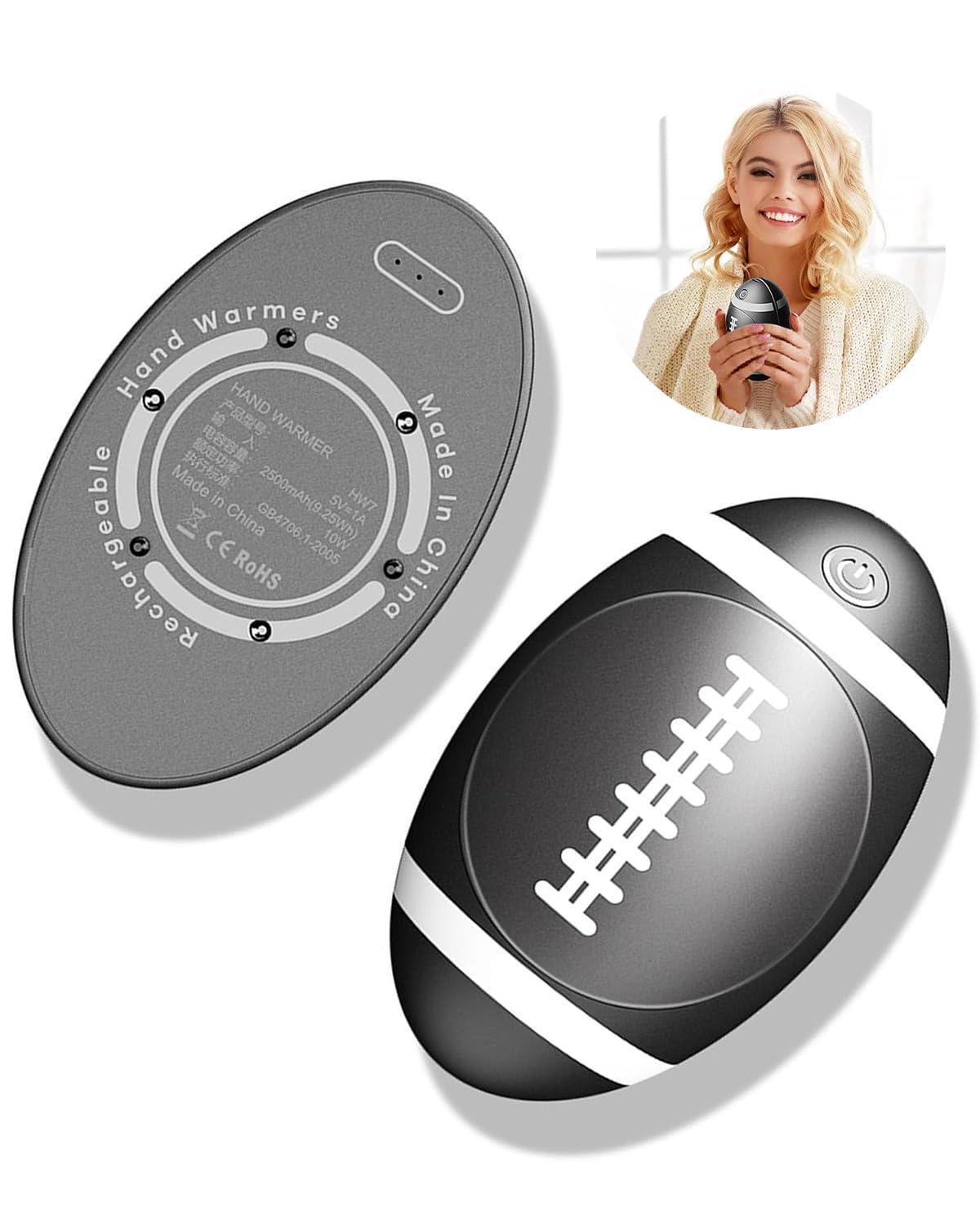 2 Chauffe-mains Rechargeables 5000mAh | Chauffage Rapide 3 Niveaux (45-55°C) | Design Avocat, Portable | Câble USB Inclus