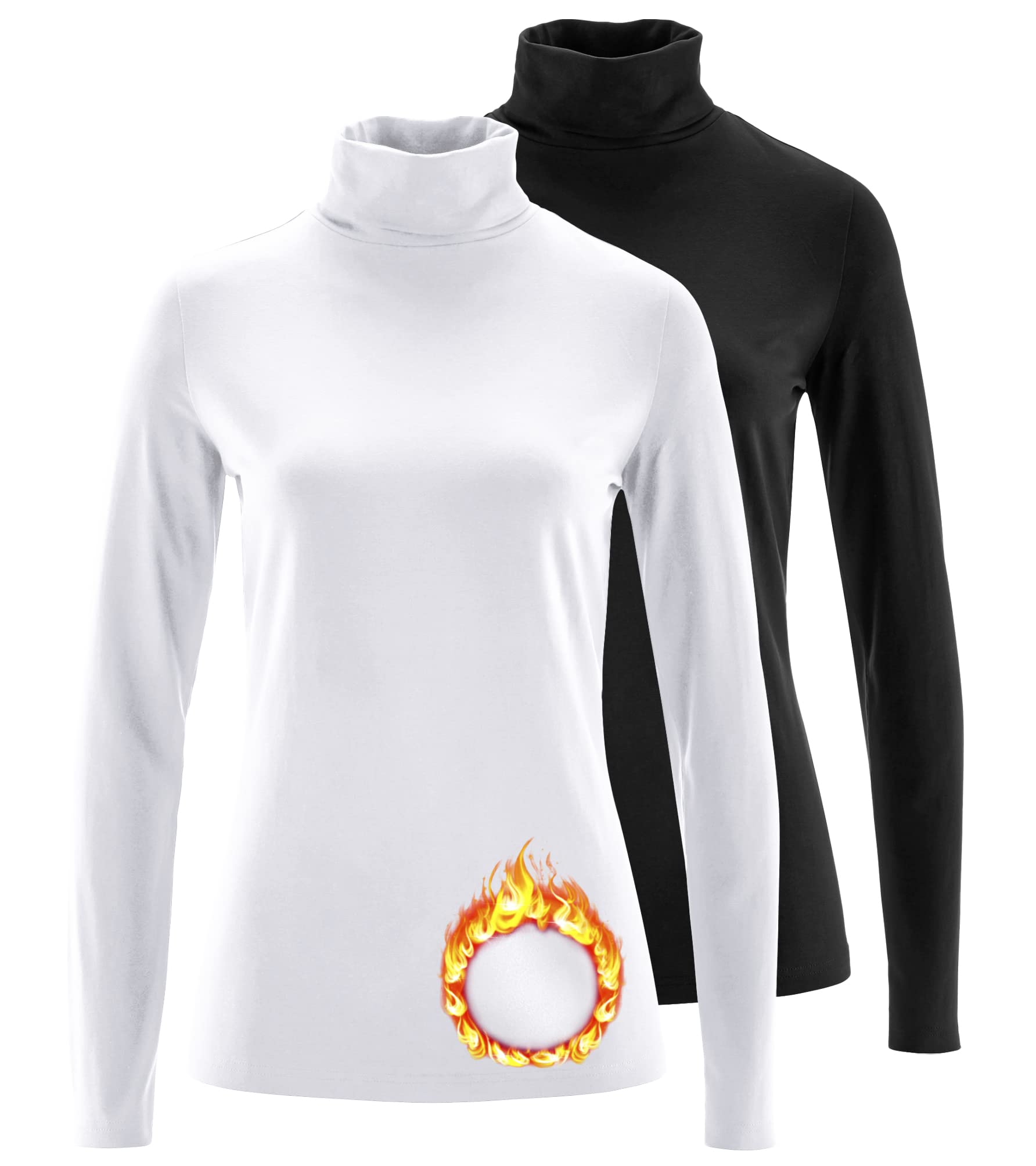 TAIPOVE Cotton Fleece Lined Turtleneck Top for Women Long Sleeve Mock Turtle Neck Lightweight Sweater Thermal Underwear Shirt