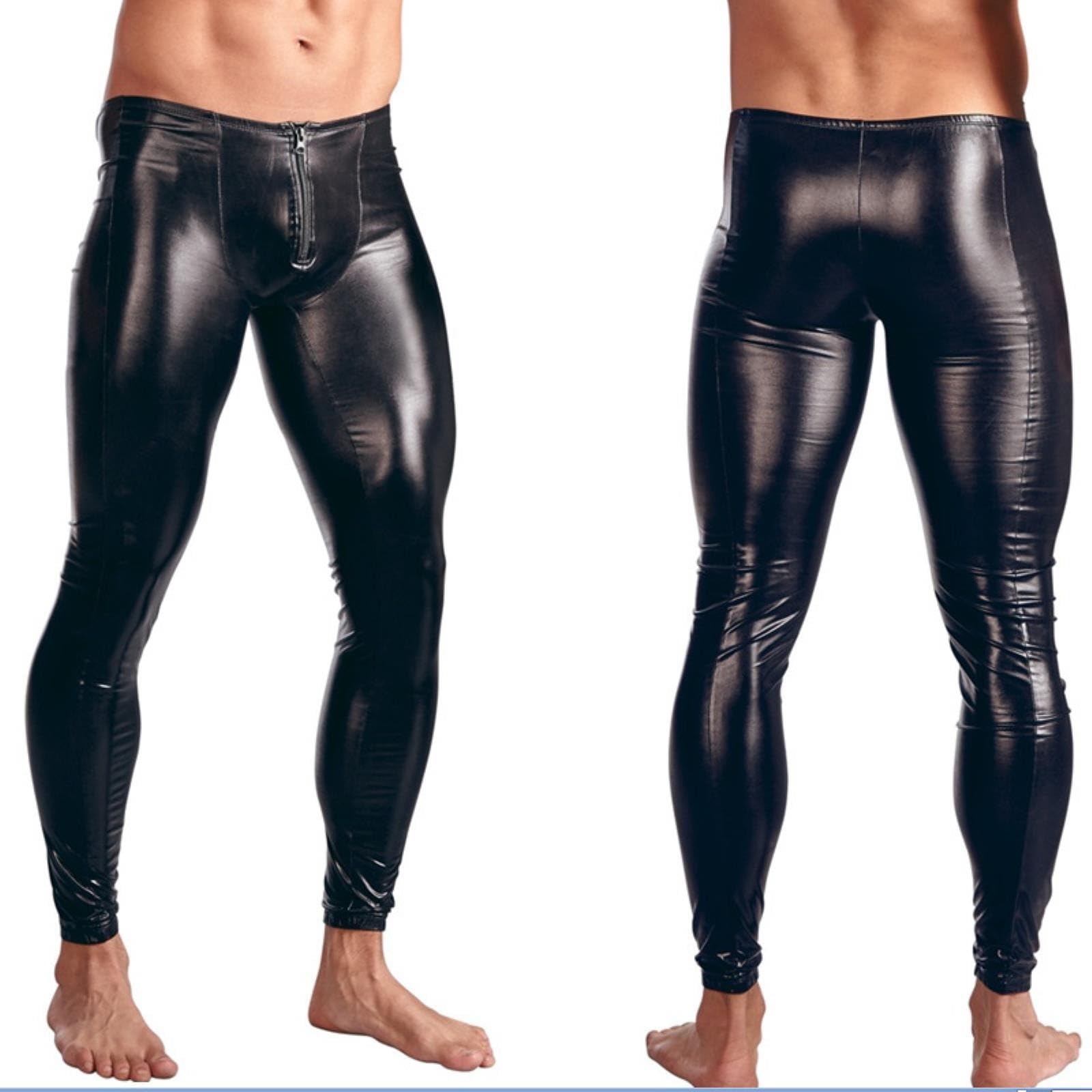 VOIV Uomini Latex Ecopelle PVC Sexy Club Dance Wear Uomo Leggings Pantaloni Stage Performance