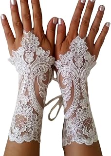 Short Lace Fingerless Gloves Women Fingerless Lace Glove Bridal Wedding Tea Party Prom Gloves Costume Accessories