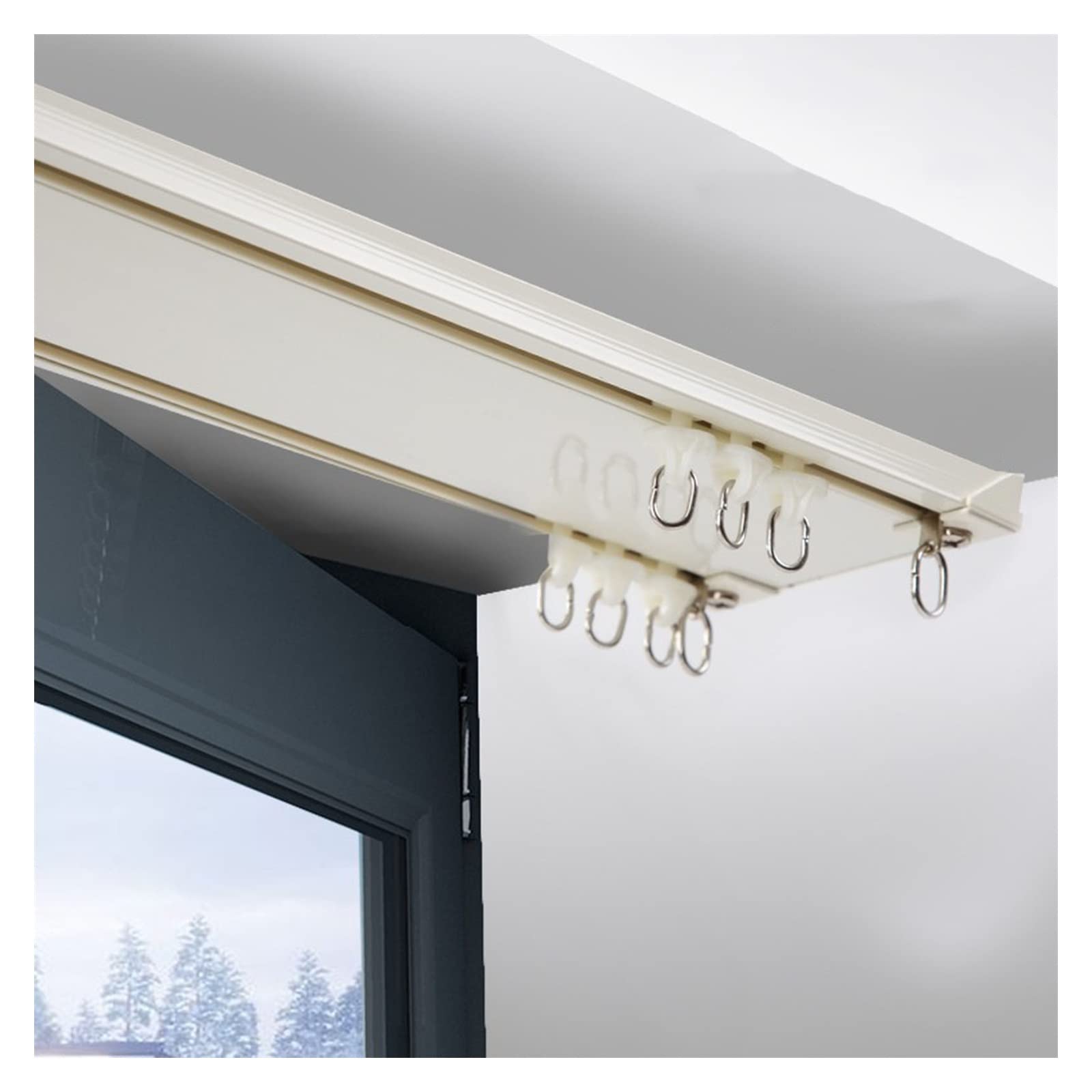 Rails À Double Rail Conjoints pour Rideaux, avec Bande Muette, Rail De Rideau De Plafond en Aluminium pour Lit Superposé Baie Vitrée Séparateur De Pièce (Color : White, Size : 1m/3.3ft)