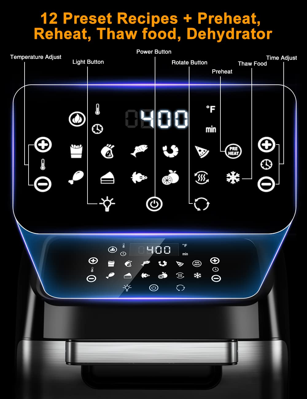 Air Fryer 12L Air fryer Oven with Rotisserie Function, 12 in 1 Electric