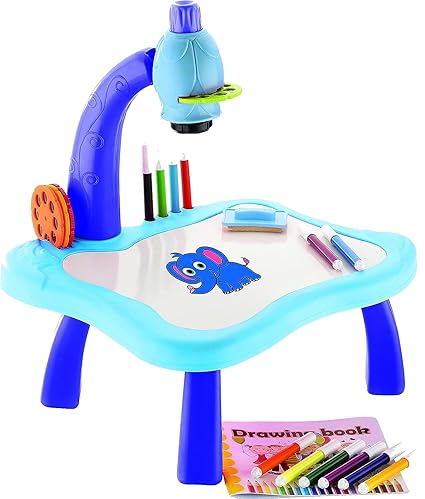 Star IMPEX Drawing Projector Painting Desk Table with 4 Patterns (32 Picture) -12 Colorful Water Pens with Table Lamp for Better Creativity & Education for Boy