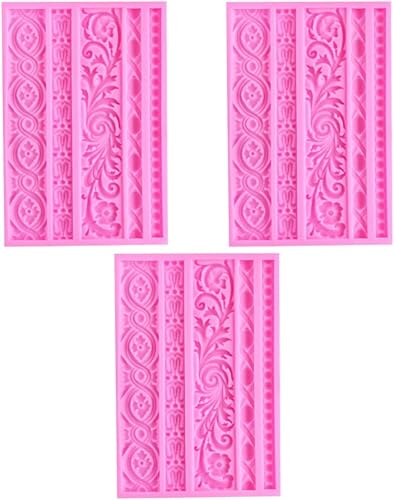 KICHOUSE 3 moldes antiadherentes en relieve, decoración de arcilla, para fiesta, chicle, caramelo, polímero, azúcar barroco, para hornear, estilo