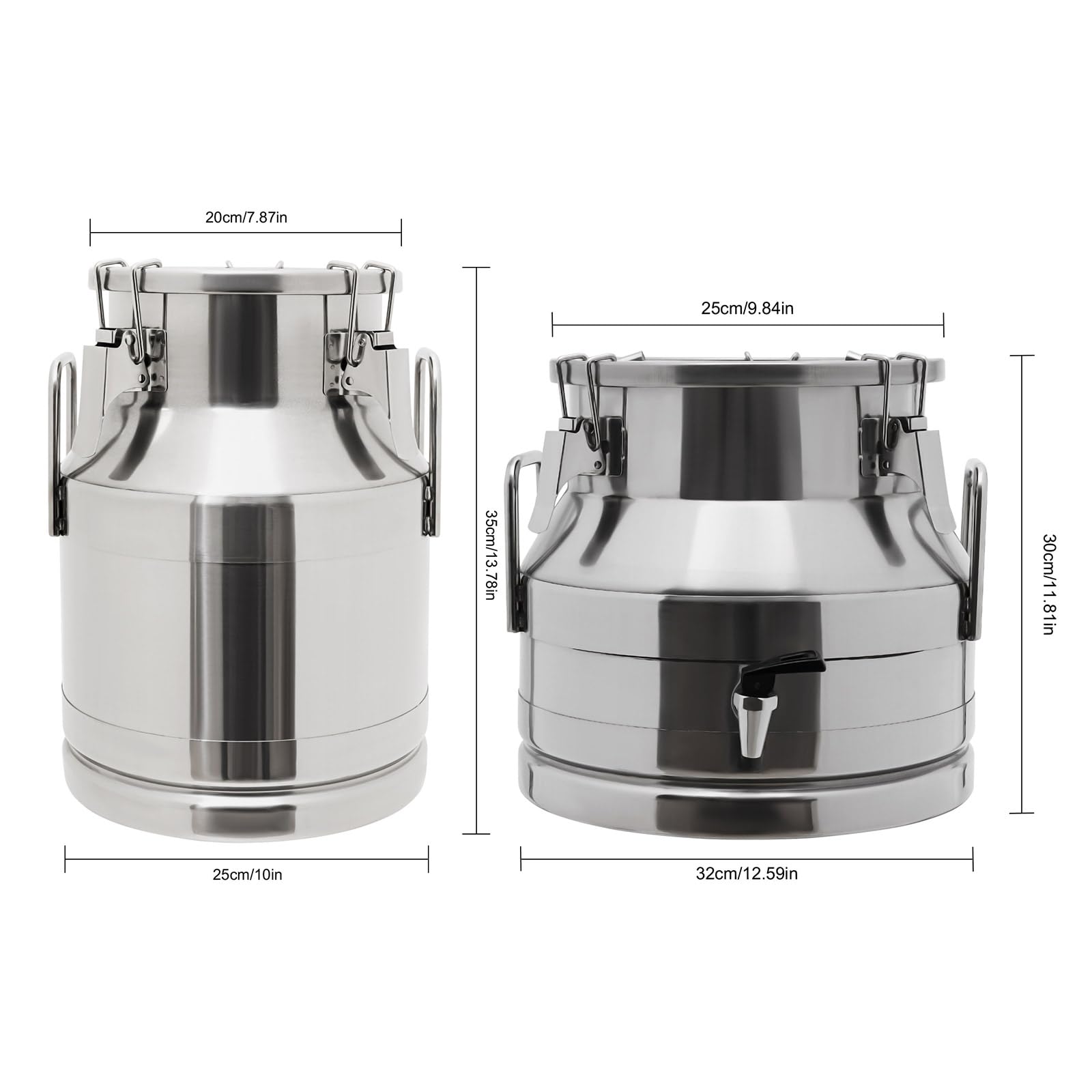 Milchkrug aus Edelstahl Milchkanne mit Deckel Auslaufsicherer Transportkanne Kaffeekanne Weinbehälter Edelstahlbehälter für Milch,Wein,Öl (10L)