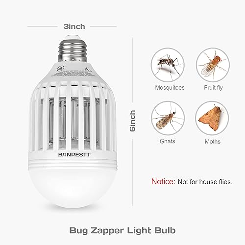 Miniatura 2 de BANPESTT Bug Zapper - Bombilla 2 en 1 para interiores, trampa para mosquitos y mosquitos, mata insectos eléctrico y atrapador de insectos para el