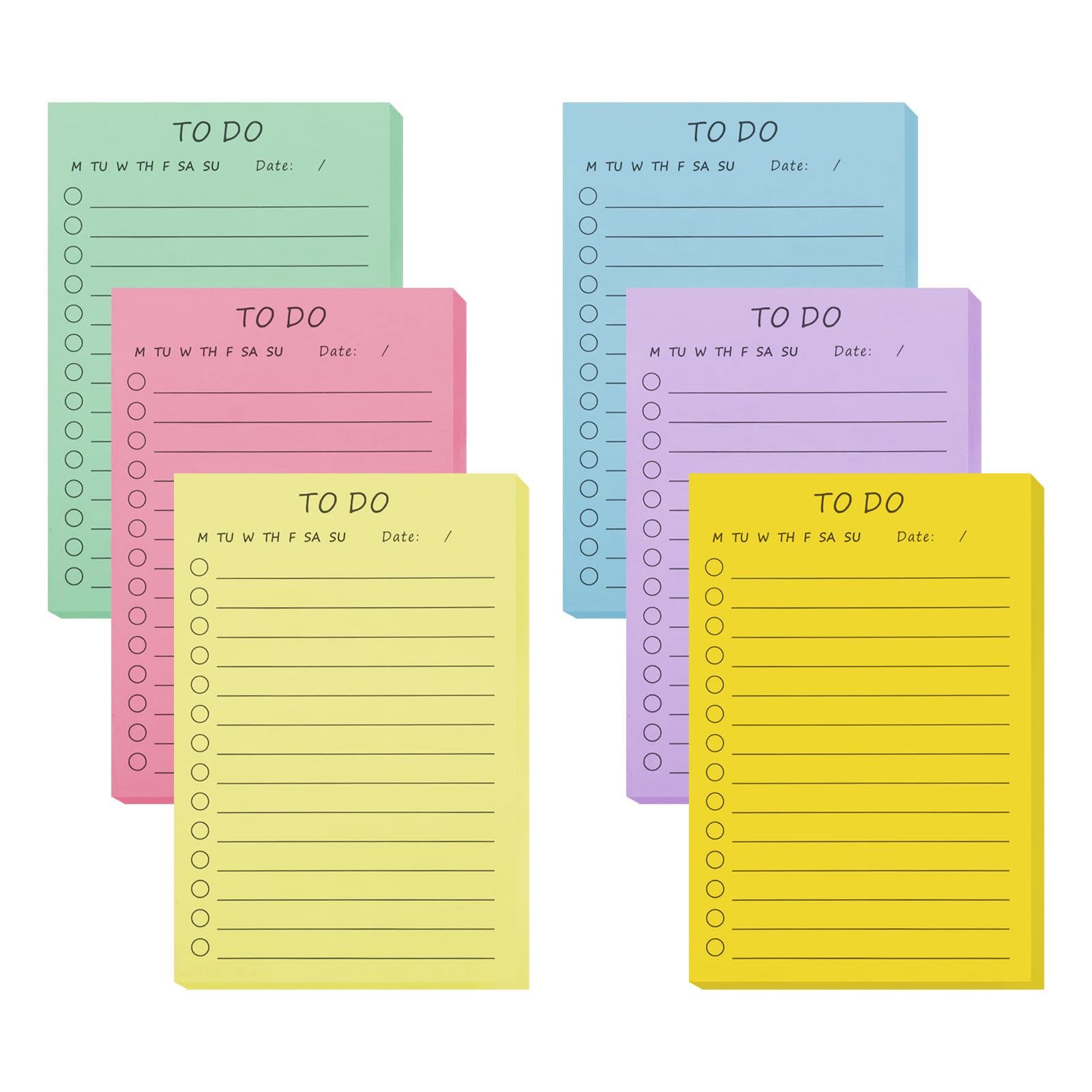300 Sheets Large Lined Notes, Lined to Do List Notes,15 X 10cm Horizontal Self Sticky Notes Pad Assorted Removable, 6 Pastel Ruled Post Stickies Colorful for School, Office, Home Stationer