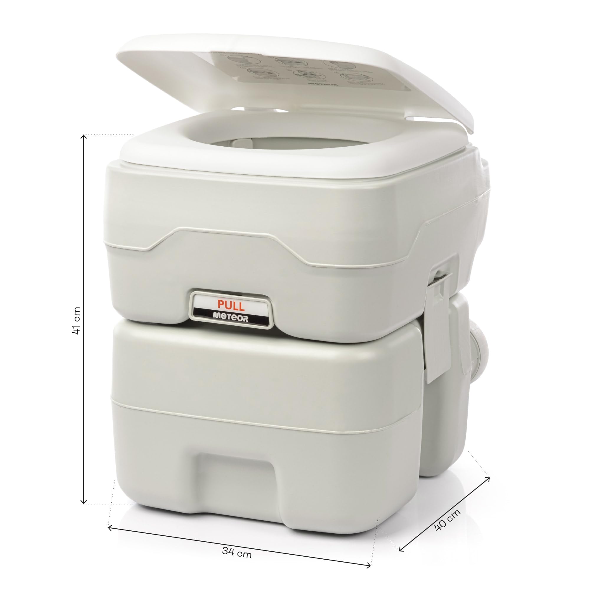 meteor Campingtoilette 20 + 12L Gespült Tank Mobiles WC Touristentoilette Mobile Trenntoilette Autotoilette Camping-Toilette Klo für unterwegs Tragbare Reisetoilette Campingklo bis 200 kg