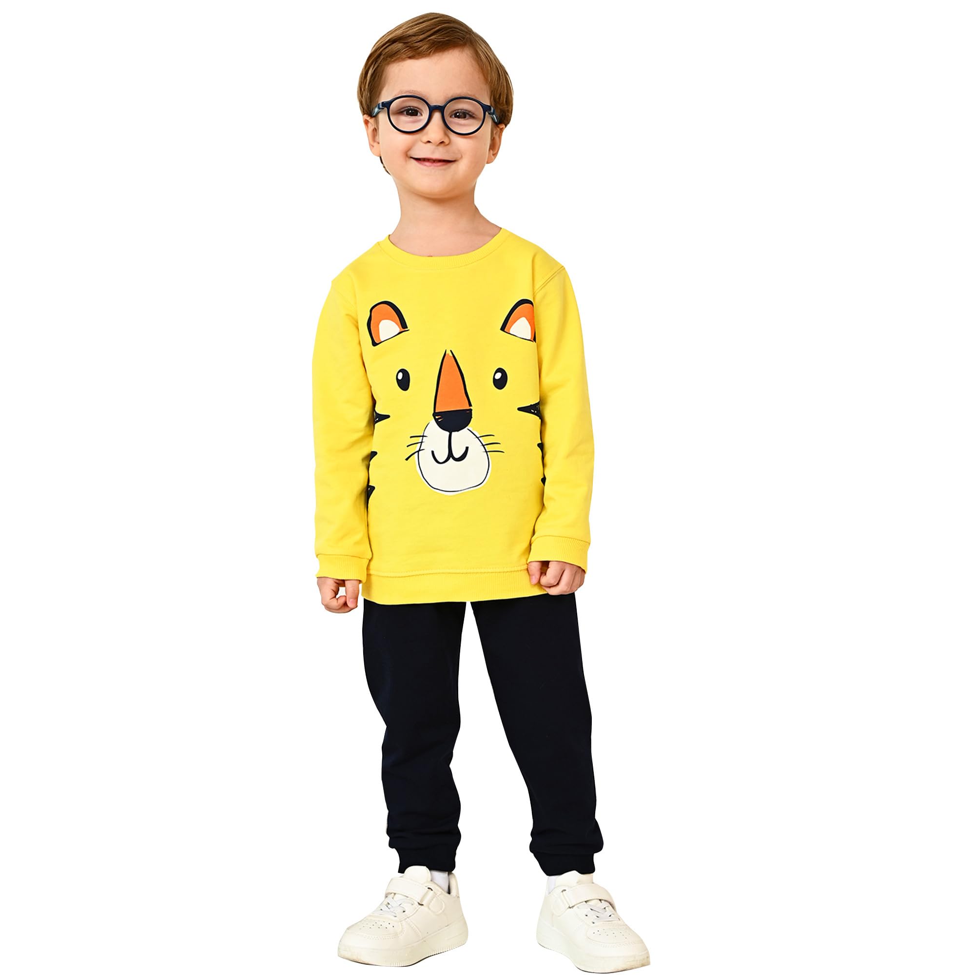 deiko Set di vestiti per bambini e bambine, unisex, 100% cotone, per bambini, maglietta e pantaloni, 2 pezzi, maglia a maniche lunghe e pantaloni con tasche