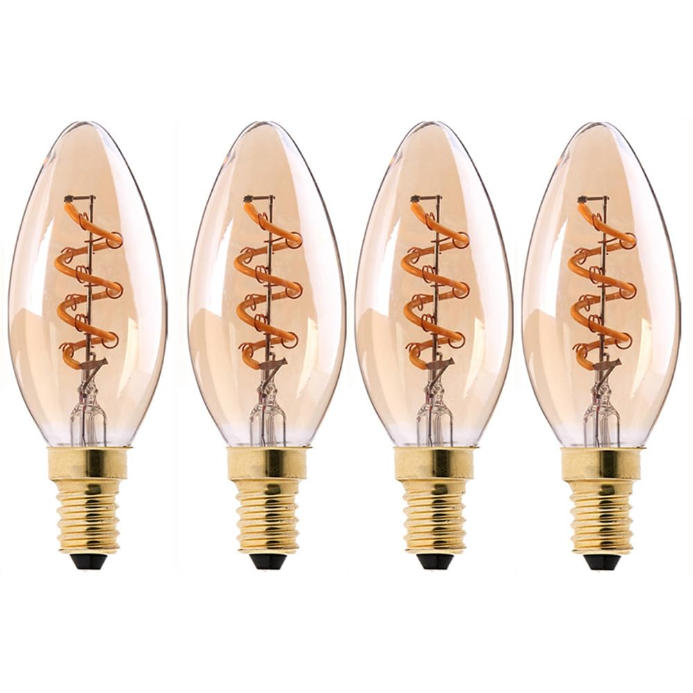 4 Pièces 3W E14 220V LED Ampoule À Filament Lampe Bougie Vintage Flamme Brune Simulation De Feu Naturel Lumière Vacillante Bar Pub Décoration Maison