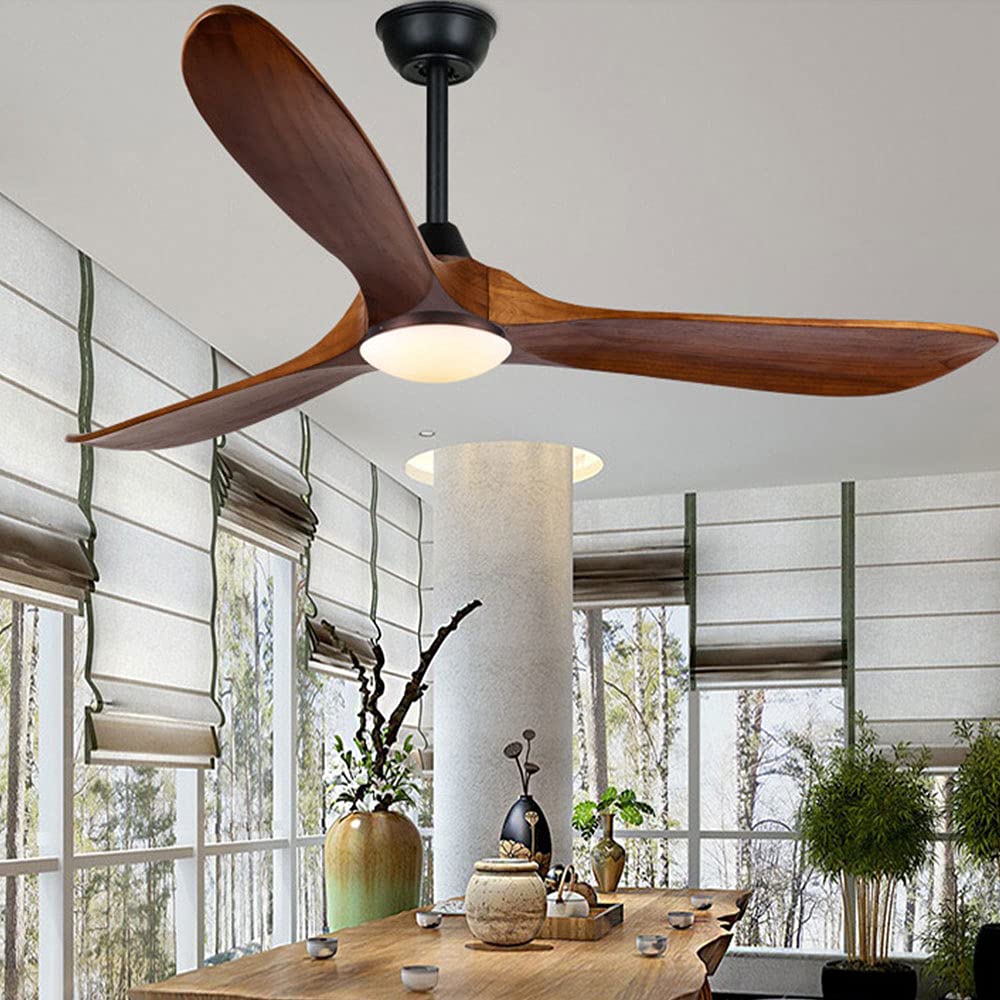 Daetng D 60 Inch C Ceiling Light With Fan, Industrial Vintage Wooden Ecorative Ventilator, Noiseless Motor Blade Suit For Living Room, Ining Room, Bedroom, Outdoor