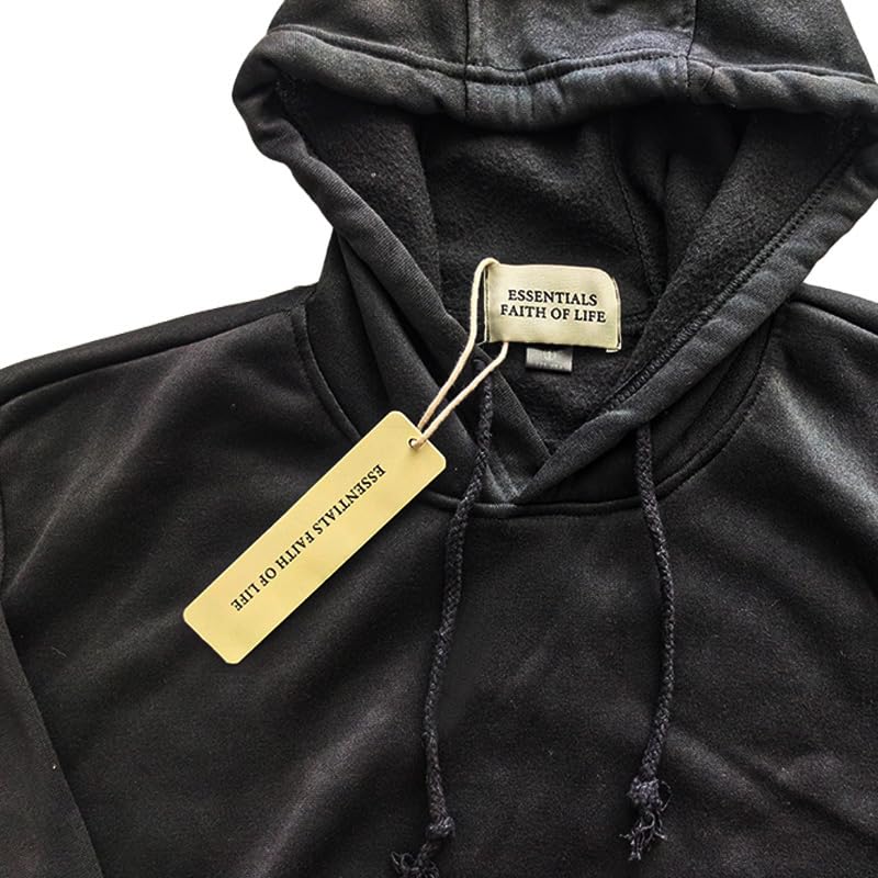 Classic Pullover Cotton Hoodie, Black, Long Sleeve with Pocket4