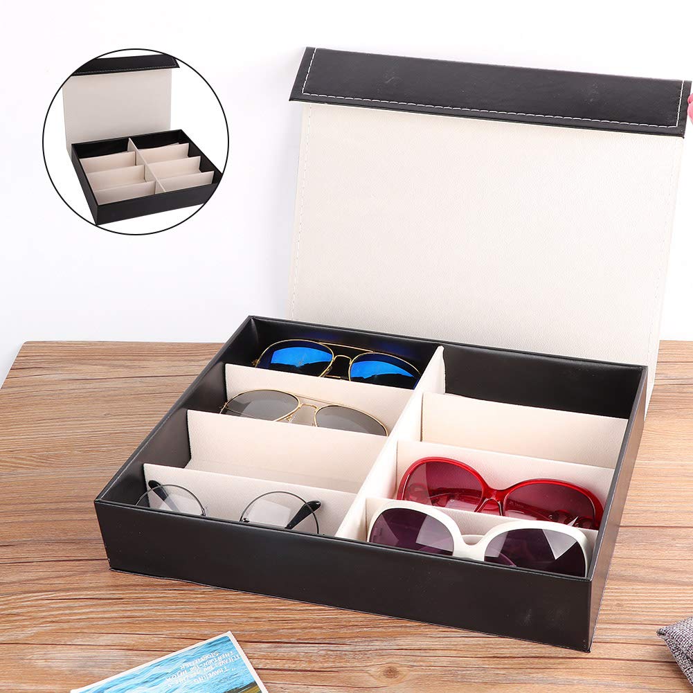 Organisateur De Lunettes 8 Grilles - Boîte à Lunettes Noire Élégante Pour Collection