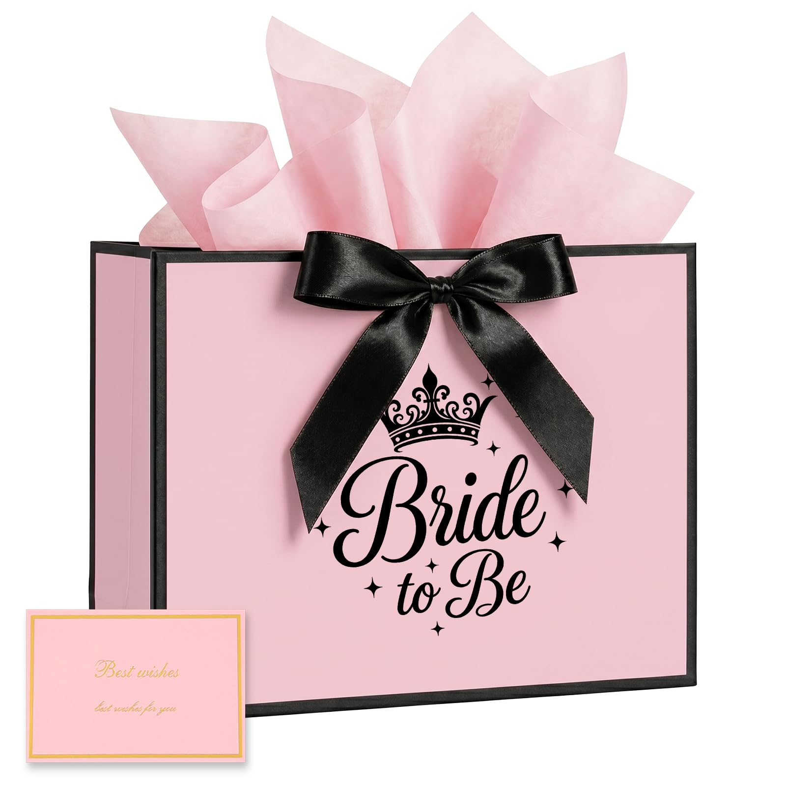Bliceon Bride to Be Gift Bag for Bridal Shower, Pink Hen Party Bag with Wrapping Paper and Card, 11inch Wedding Bachelorette Party Bags for Women, Best Friend, Sister, Wedding - Style 1 โ image 1