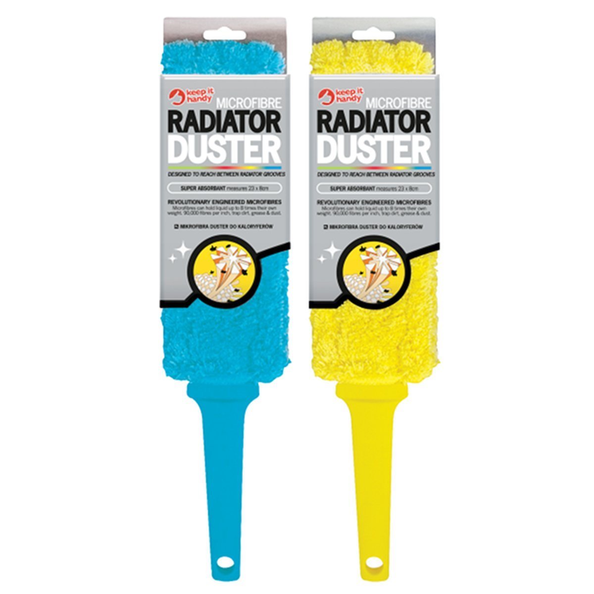 Keep It Handy Blue And Yellow Microbfibre Radiator Dusters - Pair Of