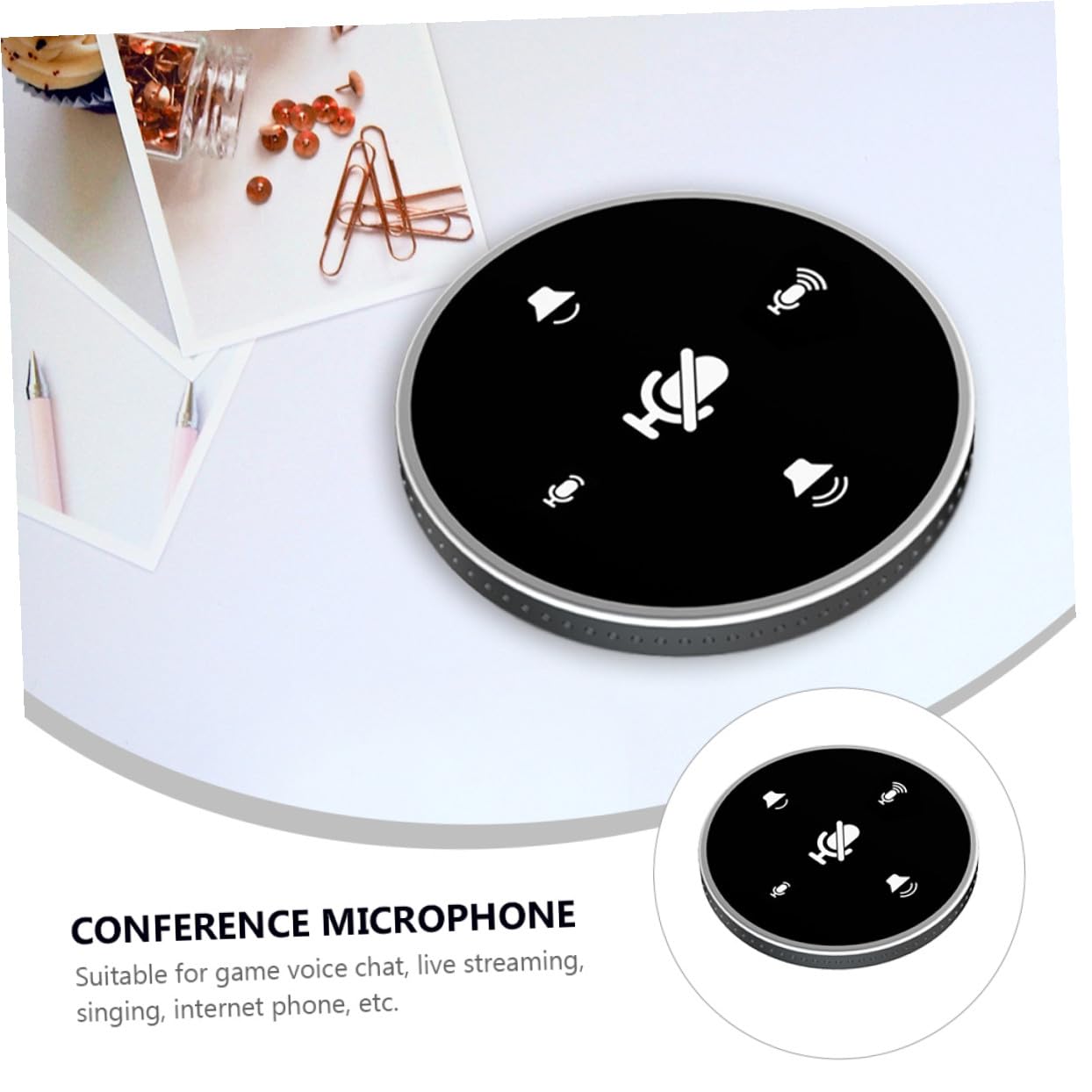 SHOWERORO Microfono Usb Desktop Omnidirezionalper Conferenze Streaming e Voce Compatibile Con Laptop e Computer Design Semplice e Leggero Facile Da Usare Per Riunioni e Giochi