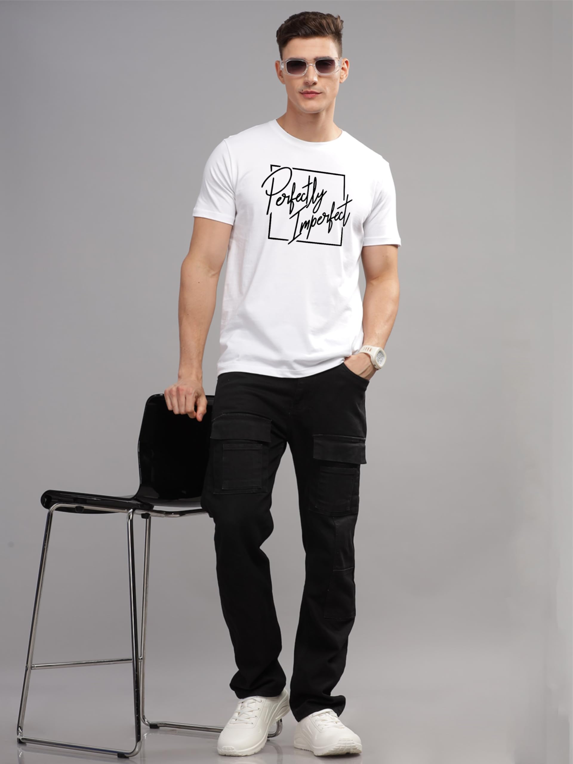 ADRO Camiseta estampada para hombre de algodón de alta calidad con estampado gráfico