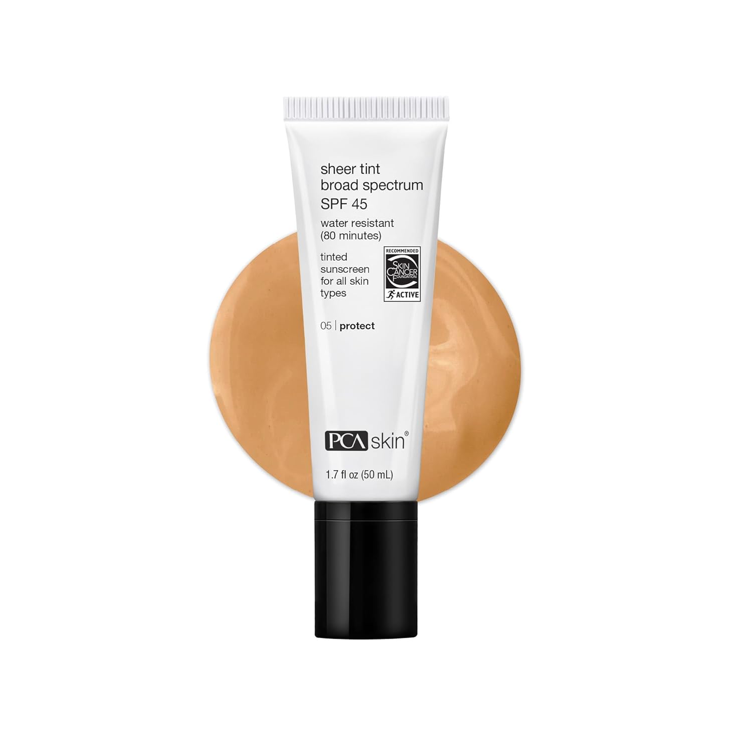 PCA SKIN Sheer Tint Broad Spectrum SPF 45 - Universally-Tinted Water-Resistant Hydrating Sunscreen for Use Alone or Under Foundation & Makeup (1.7 fl oz)
