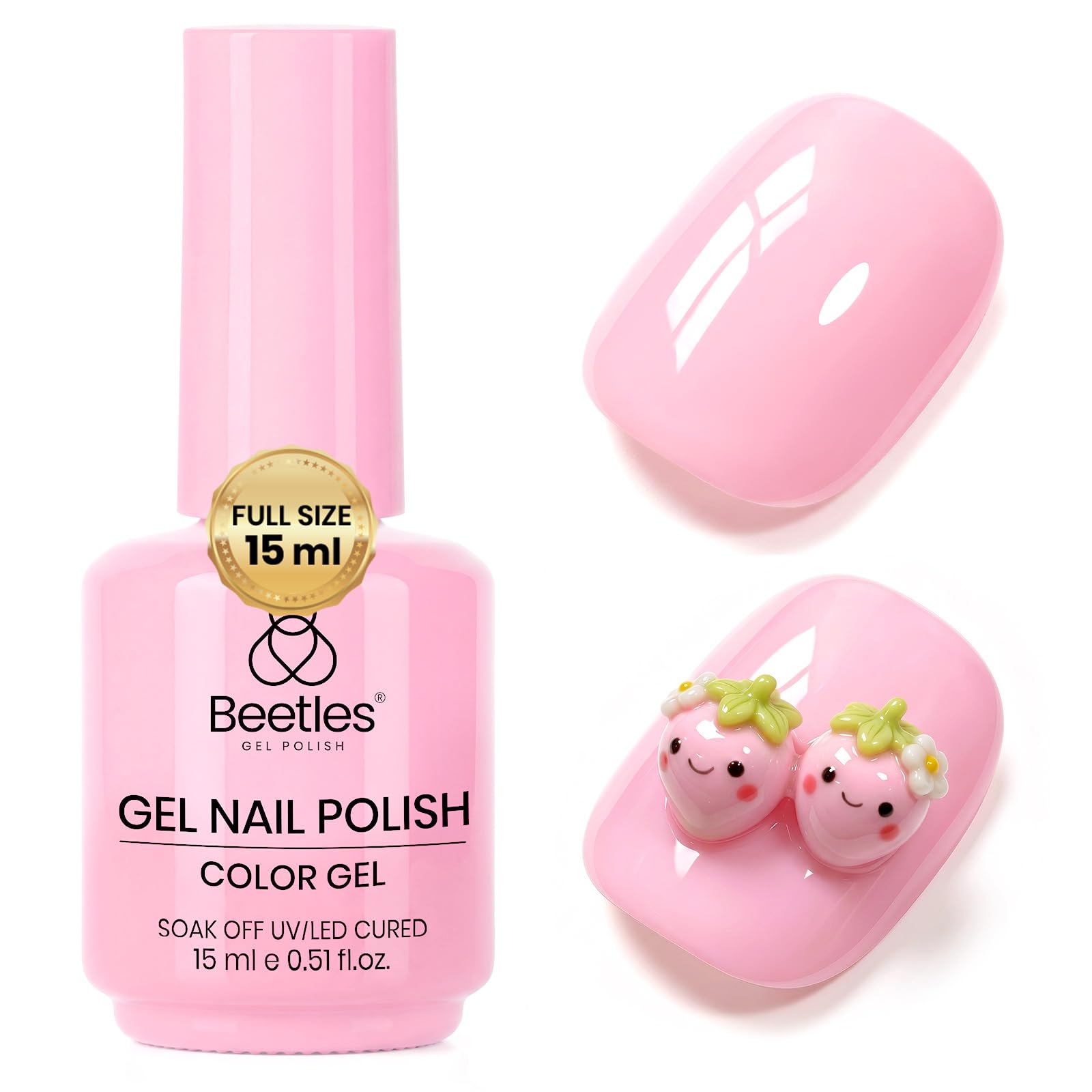 Beetles Gel Polish Strawberry Cream 15ML/0.51Fl Oz | Light Pink Gel Nail Polish for Summer Nails Art - main product image