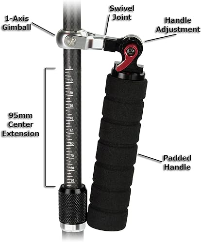 Miniatura 4 de Fotodiox Estabilizador de cardán de fibra de carbono profesional para cámaras DSLR, MILC y GoPro, sistema estabilizador de video portátil y soporte