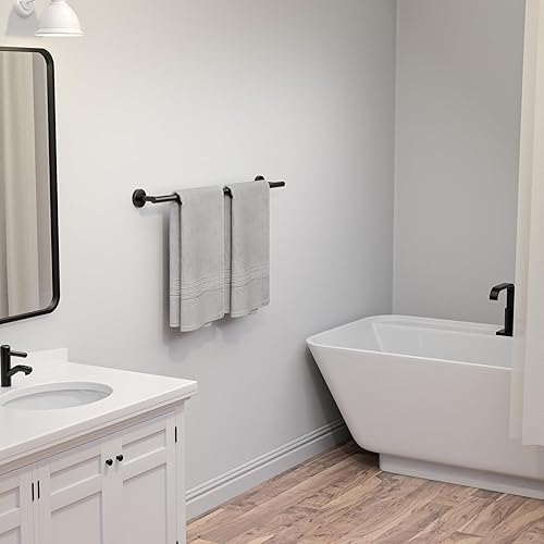 Miniatura 7 de USHOWER Toallero negro mate, toallero de 24 pulgadas para baño montado en la pared, barra de toalla gruesa de acero inoxidable SUS304, decoración