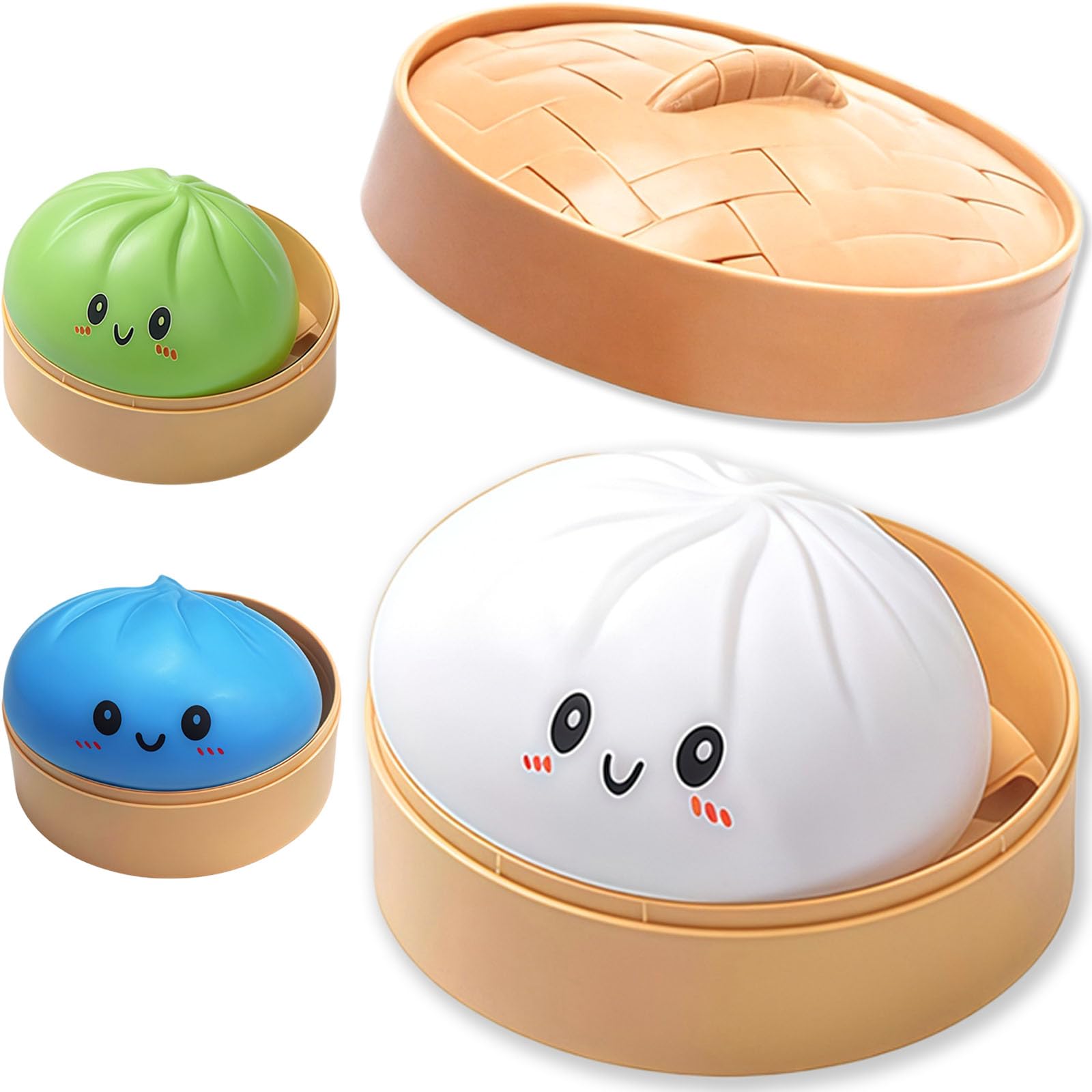 Dumplings – Slow Rising Squeeze Ball in White Face Design Dumpling, Soft Flexible Desktop Decor for Home and Office