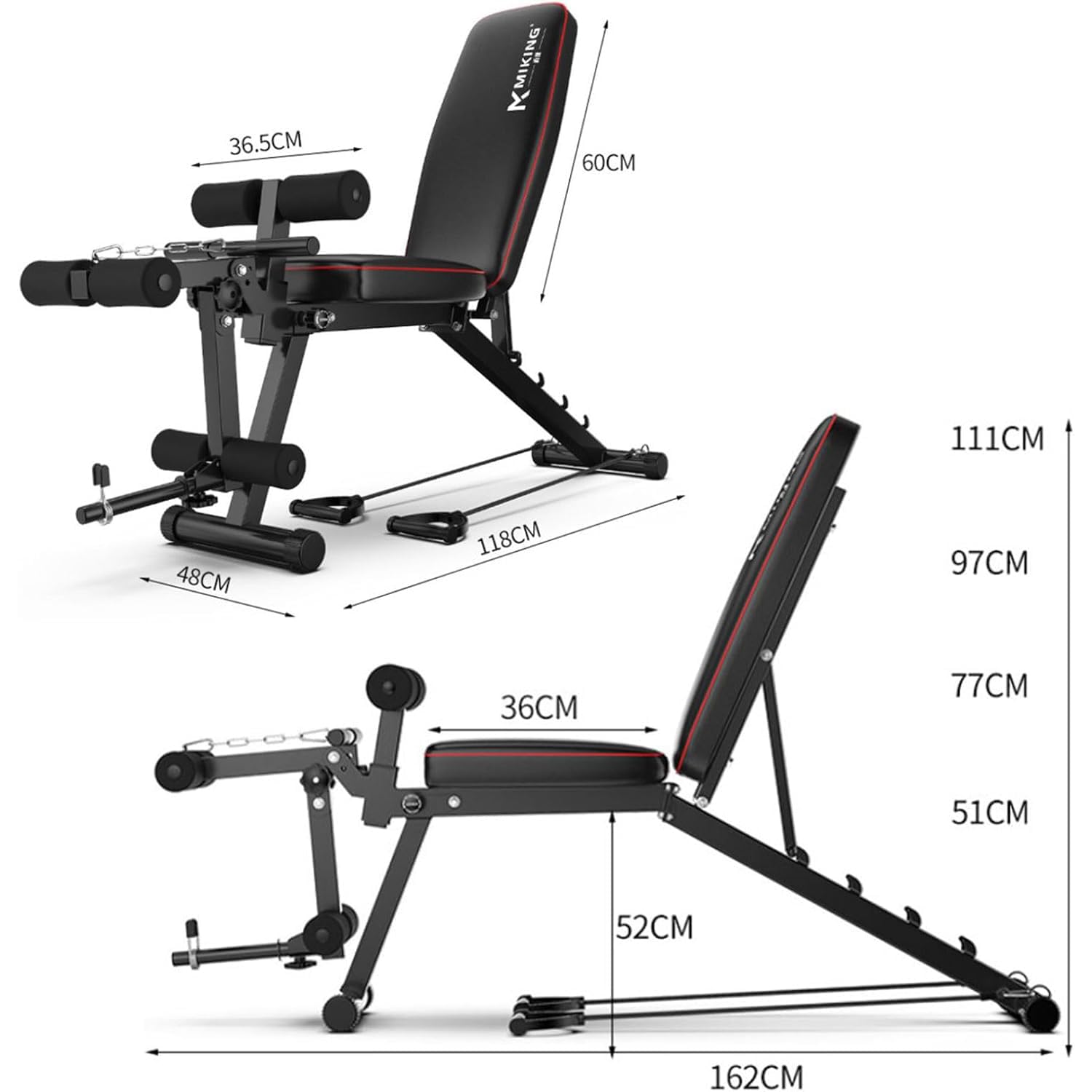 Panca pesi Regolabile per Palestra Domestica | Fitness Pieghevole con Leg Extension E Leg Curl Multifunzione Schienale, Carico Massimo 200 kg