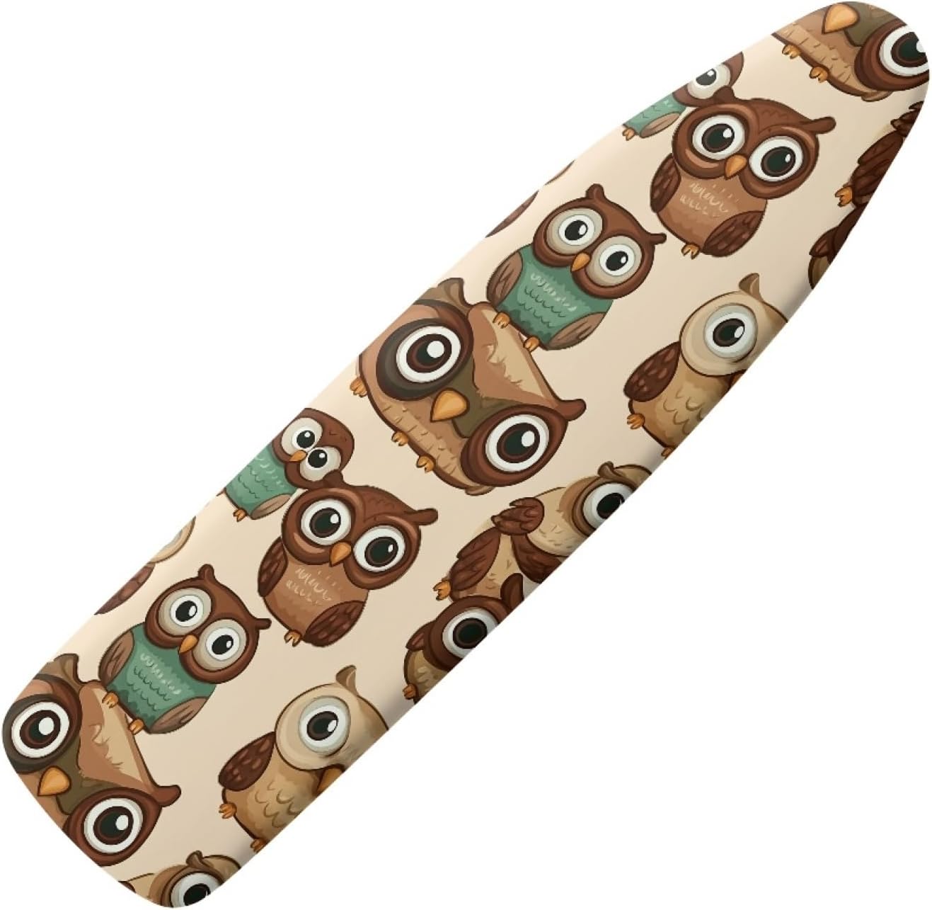 Ironing Board Cover 14x48 Owl Brown Iron Board Cover with Padding Heat Reflective,Scorch Resistant Thick Padding,Snug Fit Non-Slip Nose Pocket Fastener Straps Elastic Edges