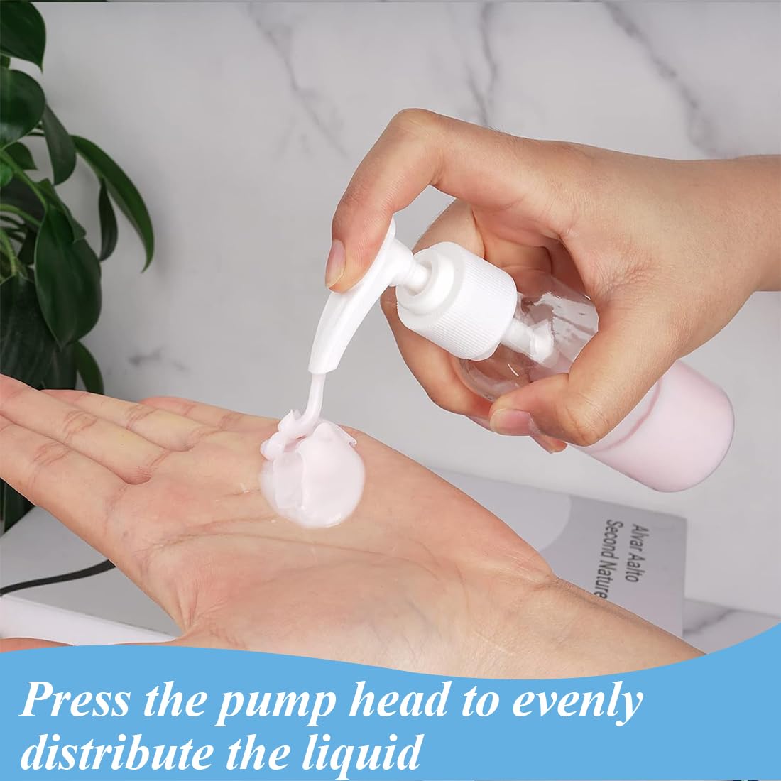 4 Pezzi Flaconi da Viaggio, 50 ml Bottiglie da Viaggio Trasparenti, Pompa da Viaggio in Plastica Dispenser, Boccette Contenitori Ricaricabile, per Cosmetici, Lozione, Bagno, Shampoo Liquidi