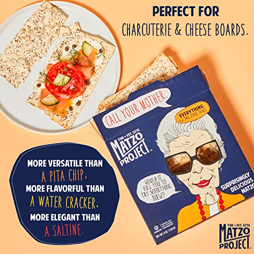 Crispy Matzo Flats by The Matzo Project, Flatbread Crackers Sprinkled with (Almost) Everything, Kosher but NOT Kosher for Passover, Vegan, Nut Free, All Natural, 3-Pack., 5.5 oz. Each