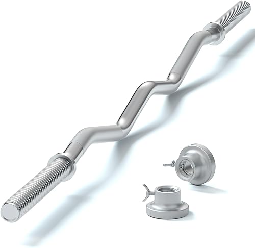 Barra de levantamiento de pesas EZ de 47 pulgadas, barras rizadoras de 1 pulgada para levantamiento de pesas, barra para empujes de cadera,